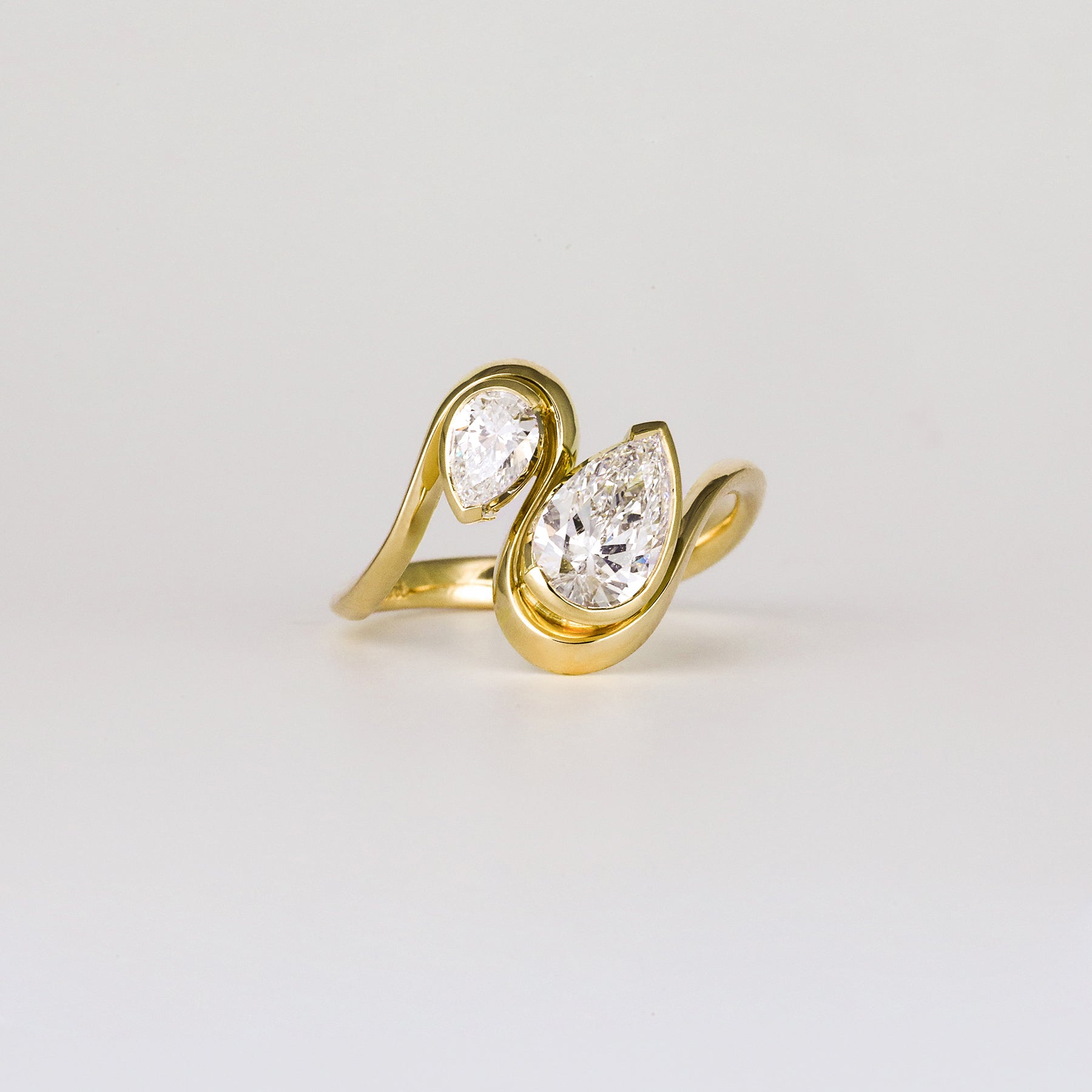 1.0 -3.0 CT Pear Cut Lab Grown Diamond Two Stone Engagement ring