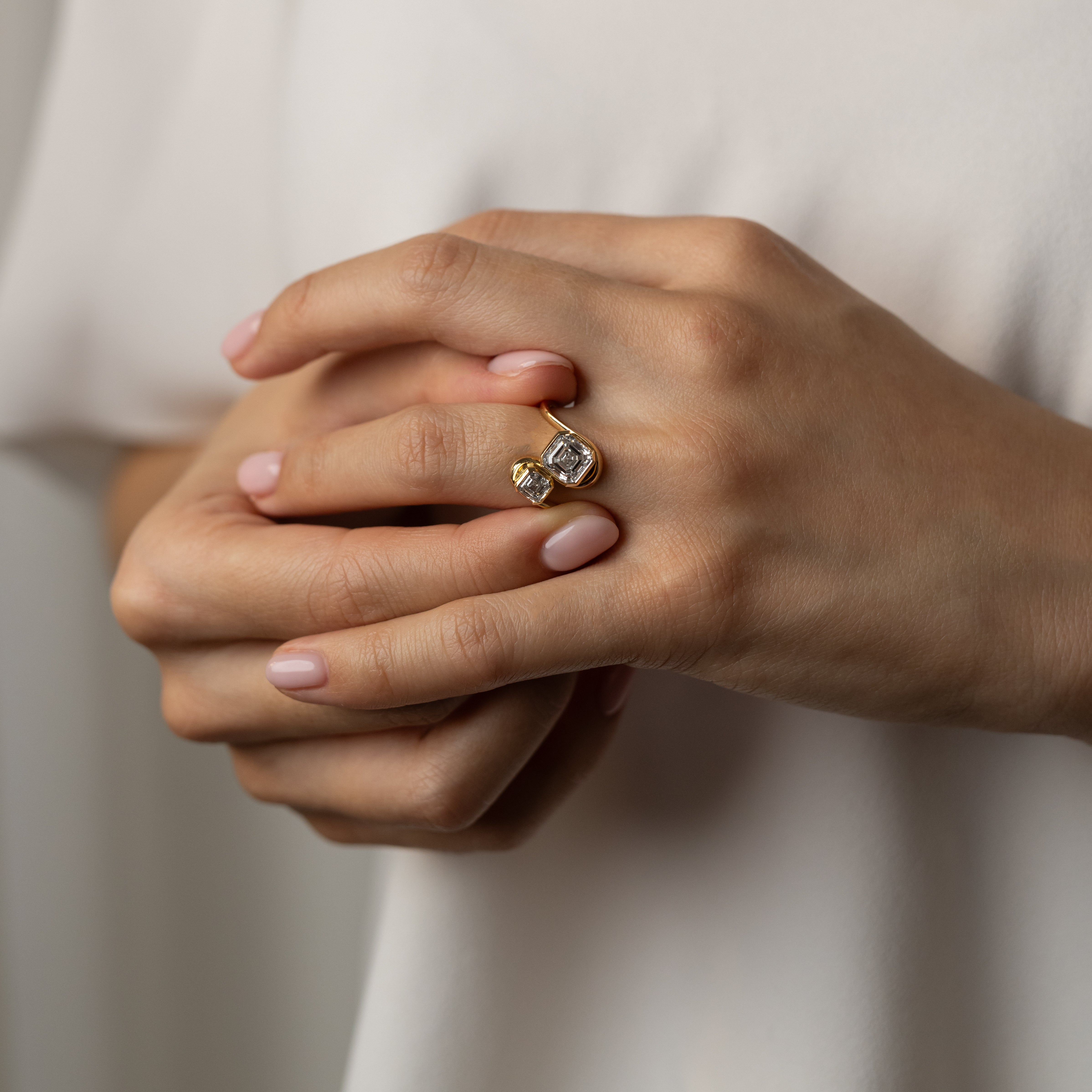 1.50 - 3.50 CT Asscher Cut Lab Grown Diamond Unique Engagement Ring