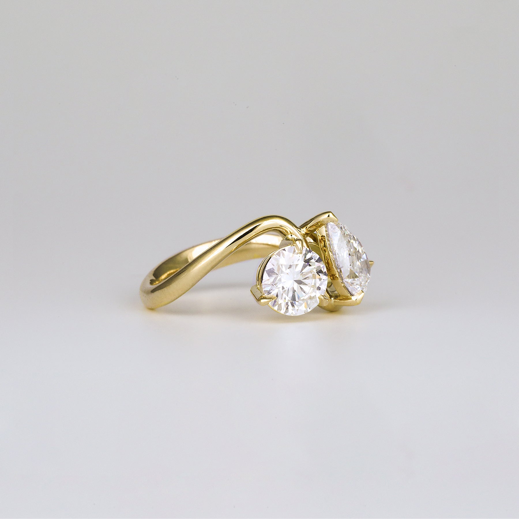 2.06 TCW Round & Pear Lab Grown Diamond Two Stone Engagement Ring