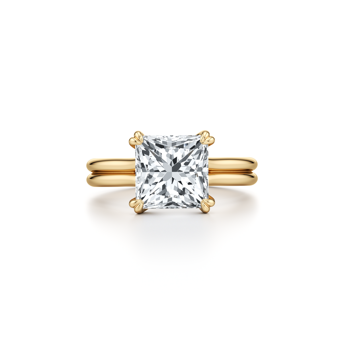 2.0 Carats Lab Grown Diamond Princess Shape F-VS1 Double Band Style Engagement Ring - Camila Brown