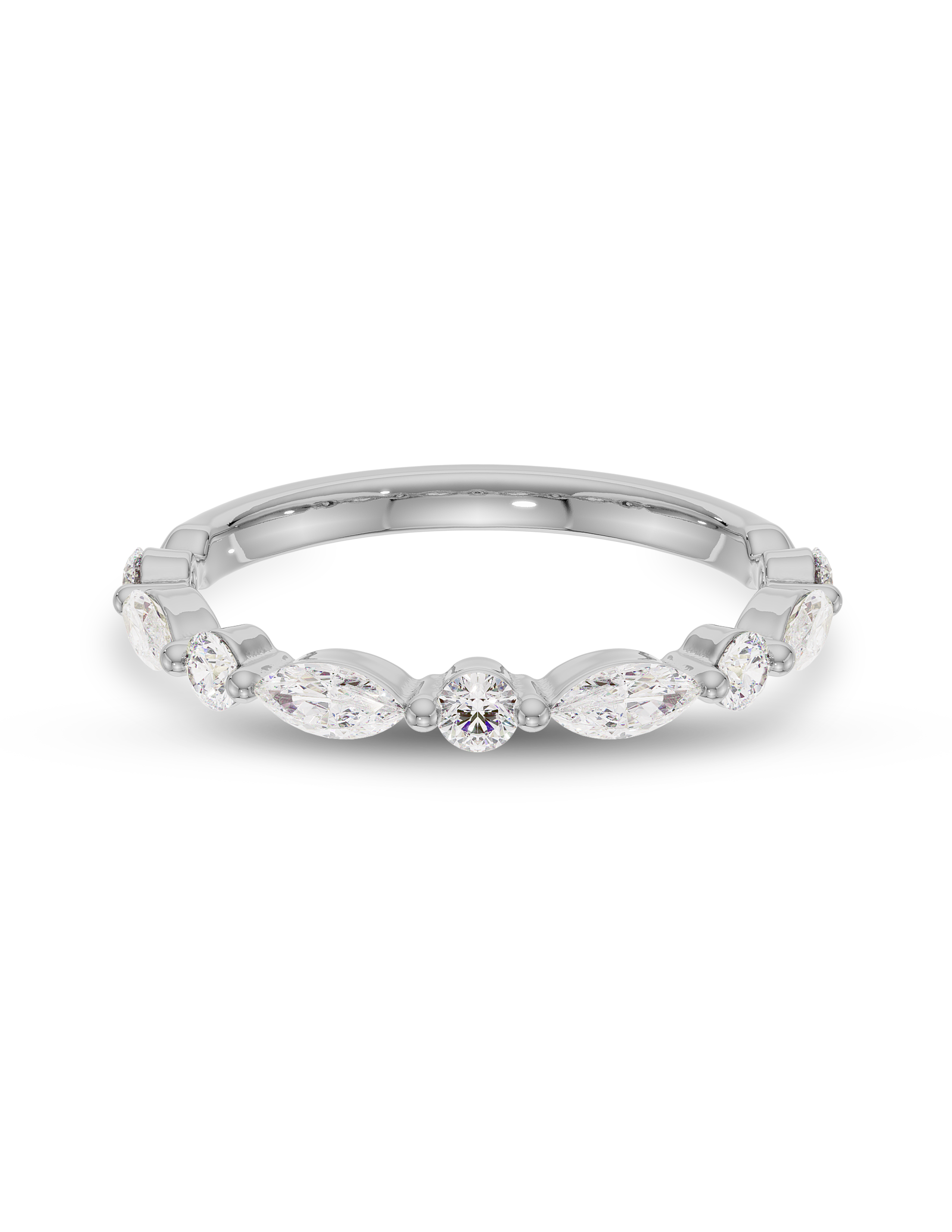 0.30 TCW Round & Marquise CVD Diamond Half Eternity Wedding Band