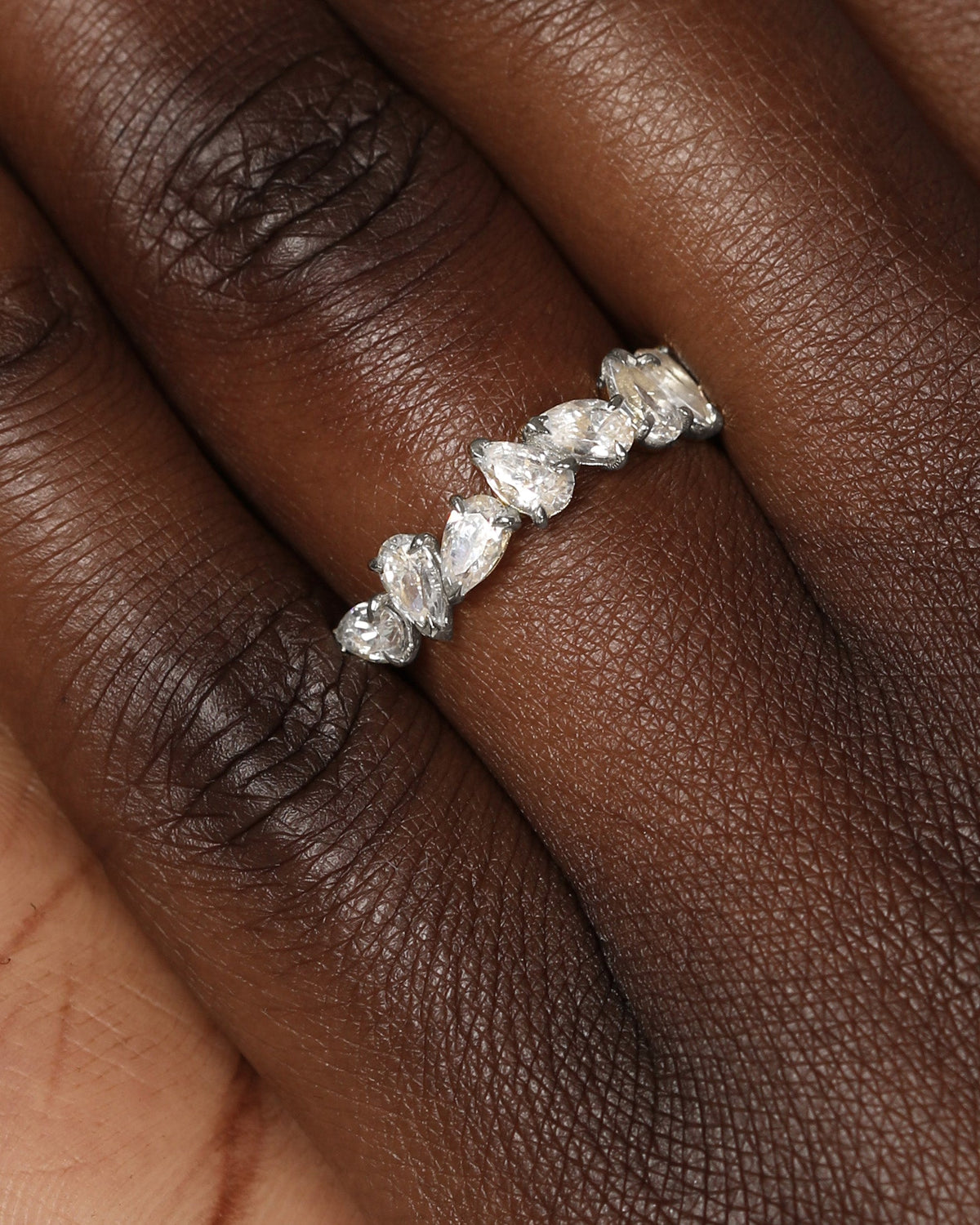 0.30 TCW Pear EF-VVS Diamond Endless Wedding Band