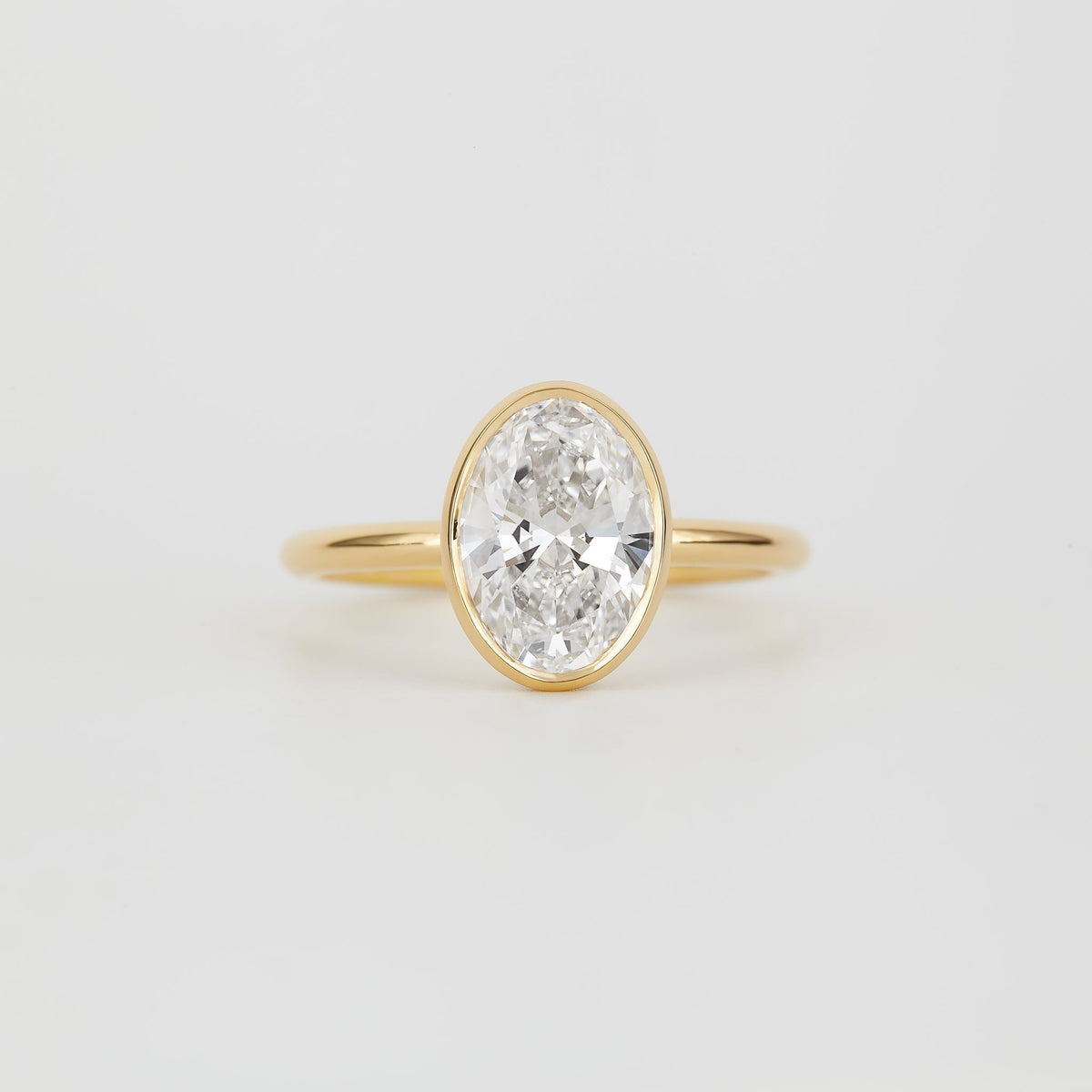 1.0 -3.0 CT Oval Lab Grown Diamond Bezel Engagement Ring