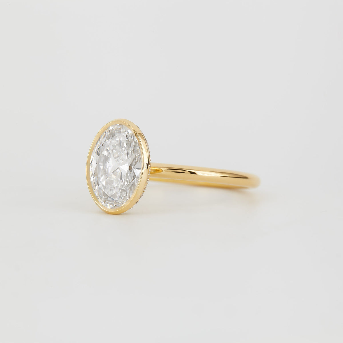 1.0 -3.0 CT Oval Lab Grown Diamond Bezel Engagement Ring