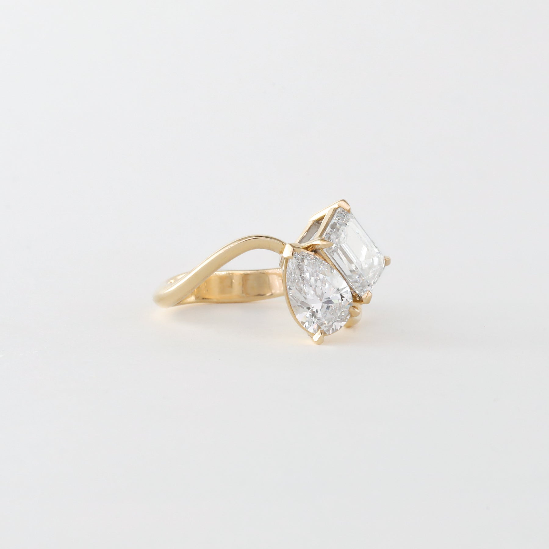 2.65 TCW Emerald & Pear Lab Grown Diamond Two Stone Engagement Ring