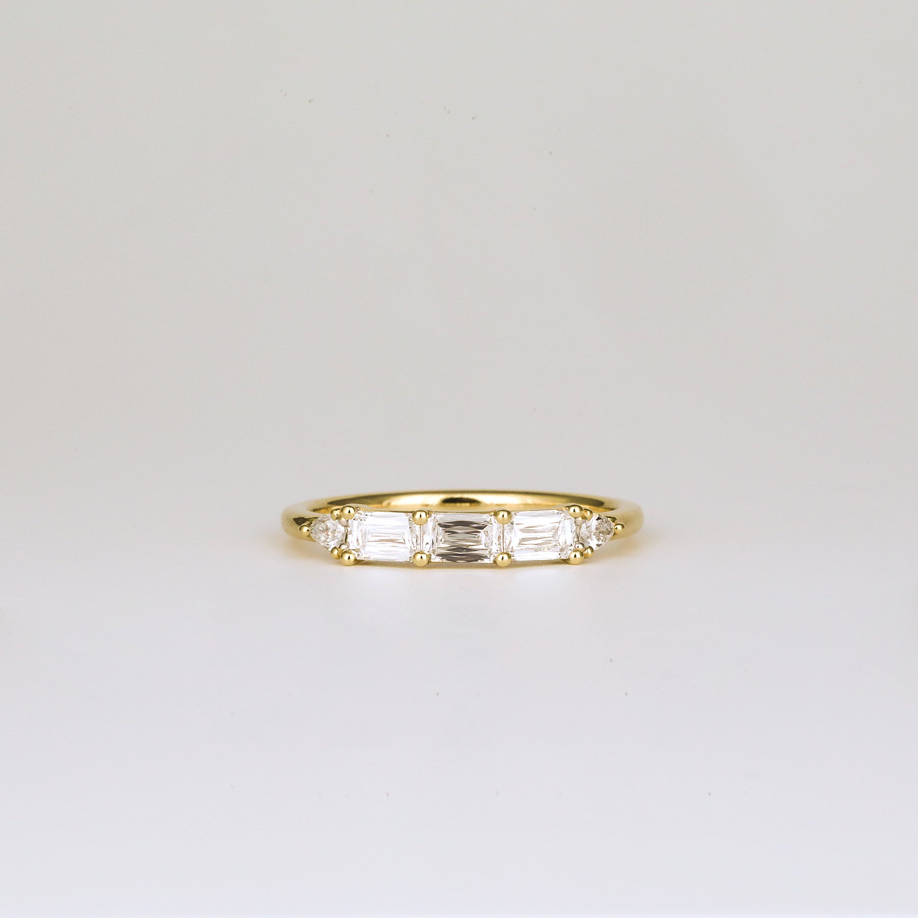 0.57 TCW Emerald & trillion EF- VVS Diamond Cluster Wedding Band