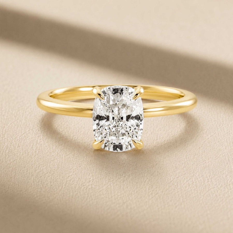 Elongated Cushion Solitaire Lab Grown Diamond Engagement Ring + 0.51 ct cushion - E VS1