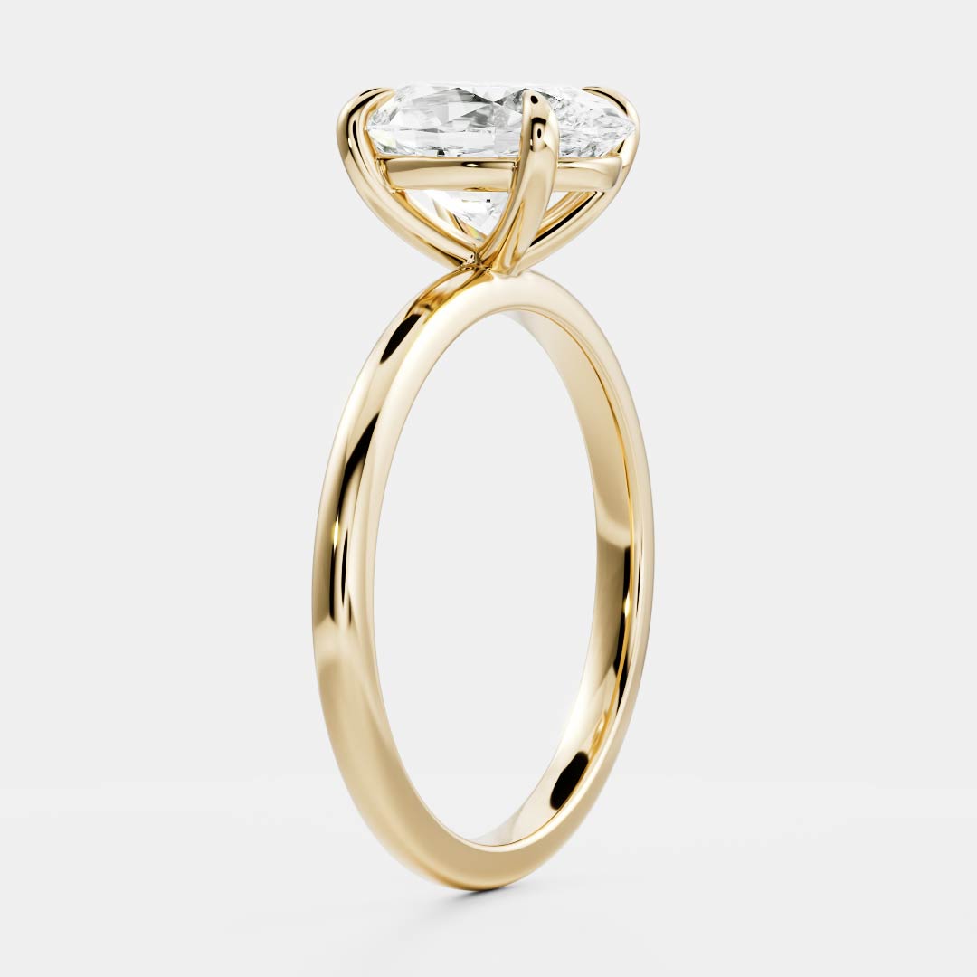 1.0- 3.5 CT Oval Lab Grown Diamond Solitaire Engagement Ring