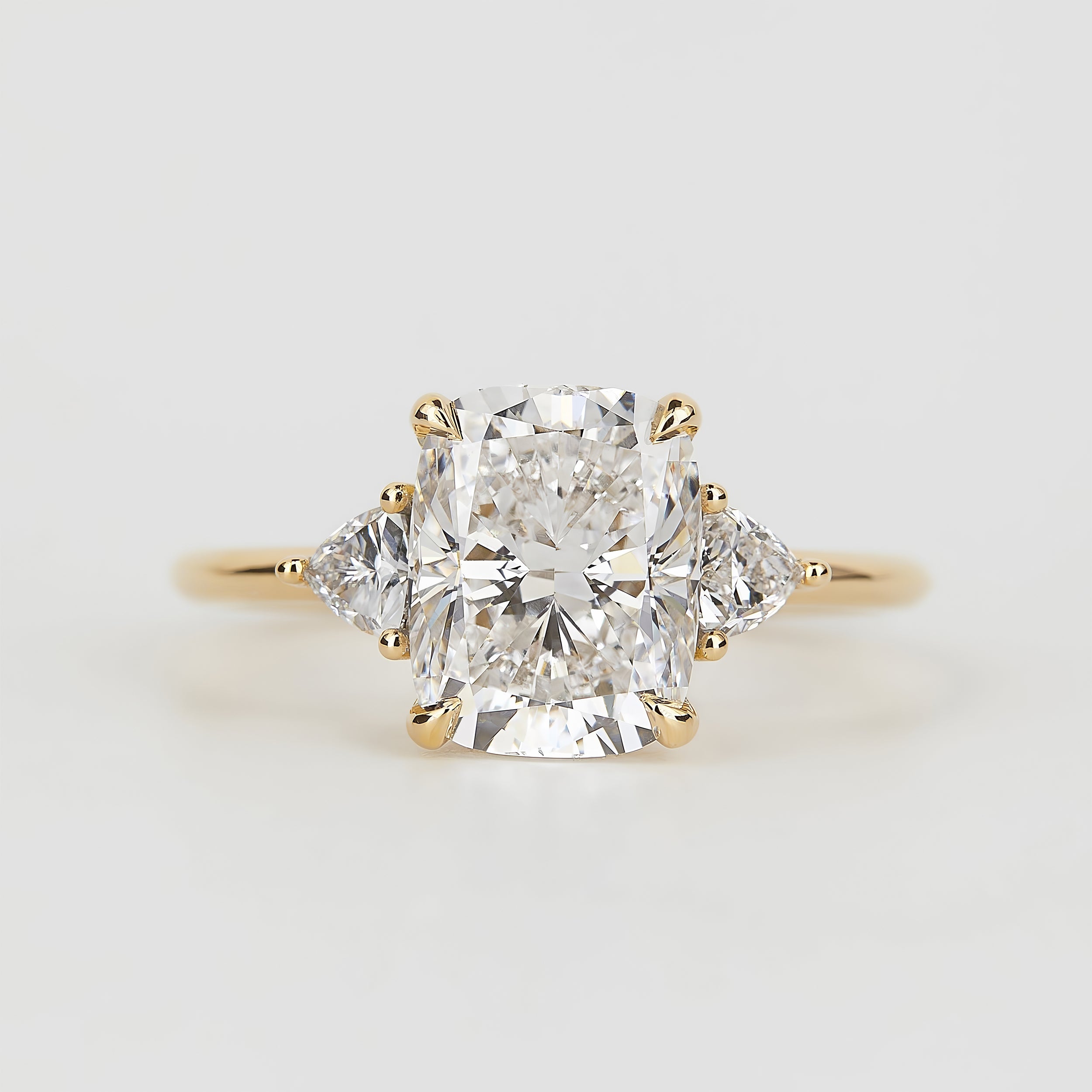 1.50-3.50 CT Elongated Cushion Lab Grown Diamond Three Stone Engagement Ring