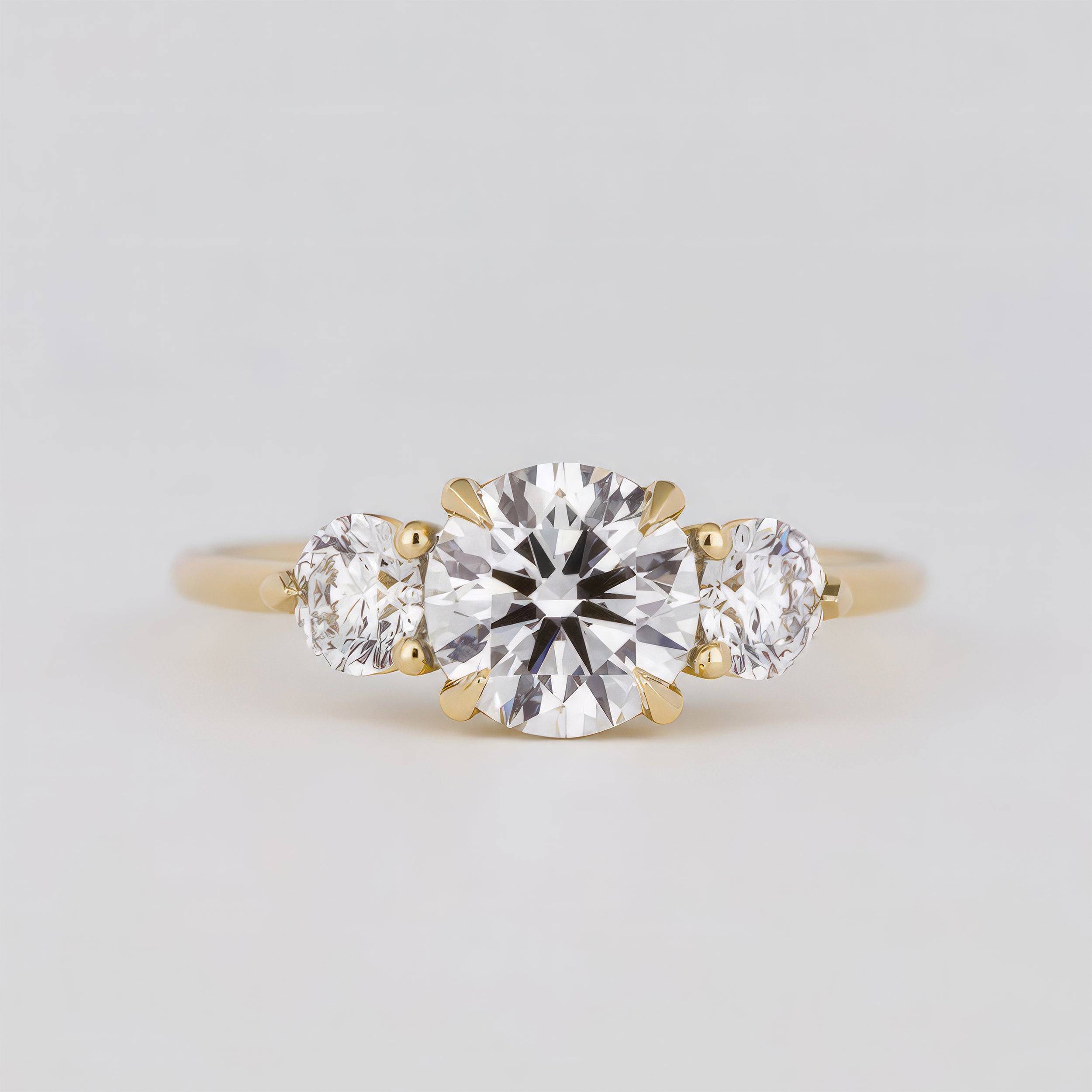 1.21-3.0 CT Round  Lab Grown Diamond Three Stone Engagement ring