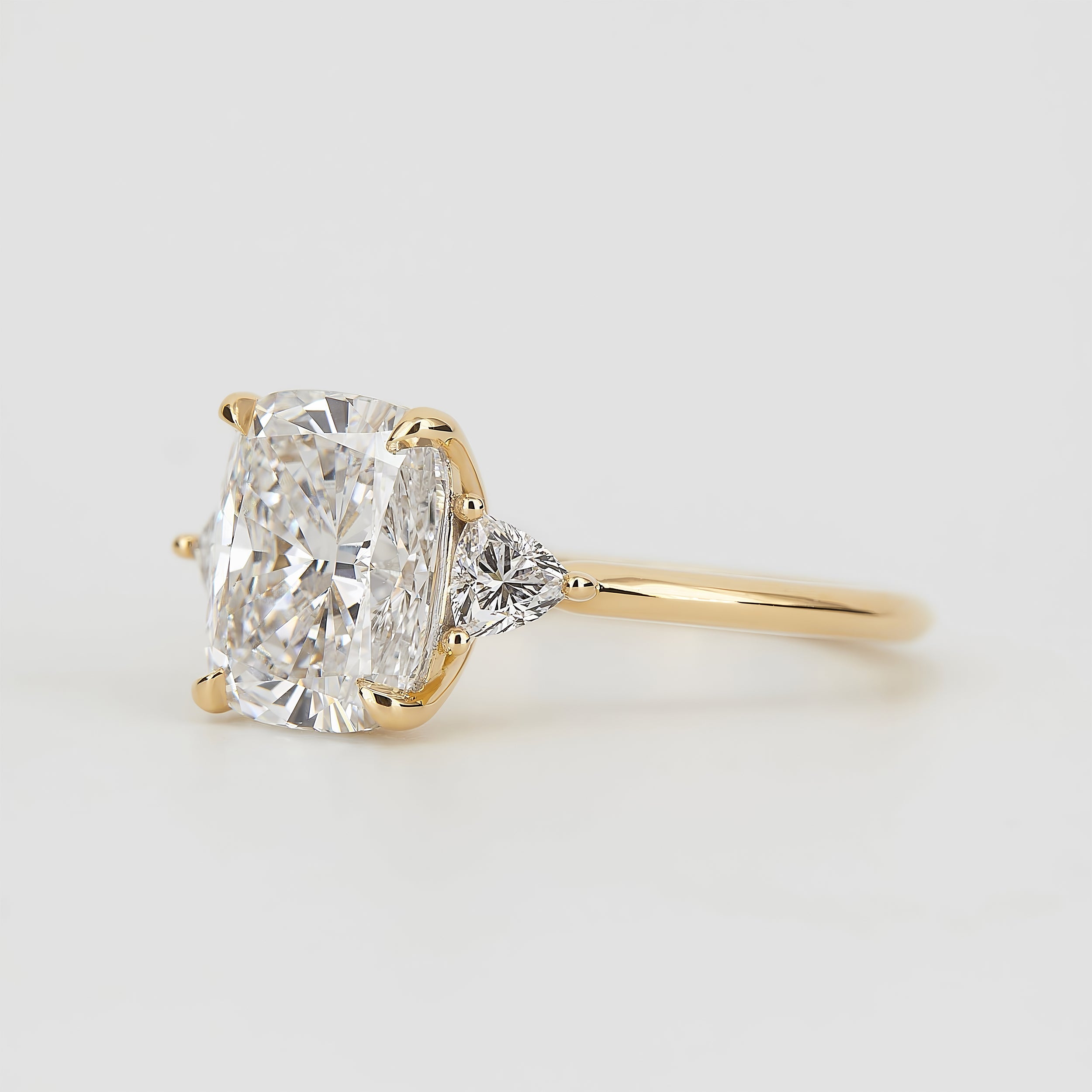 1.50-3.50 CT Elongated Cushion Lab Grown Diamond Three Stone Engagement Ring