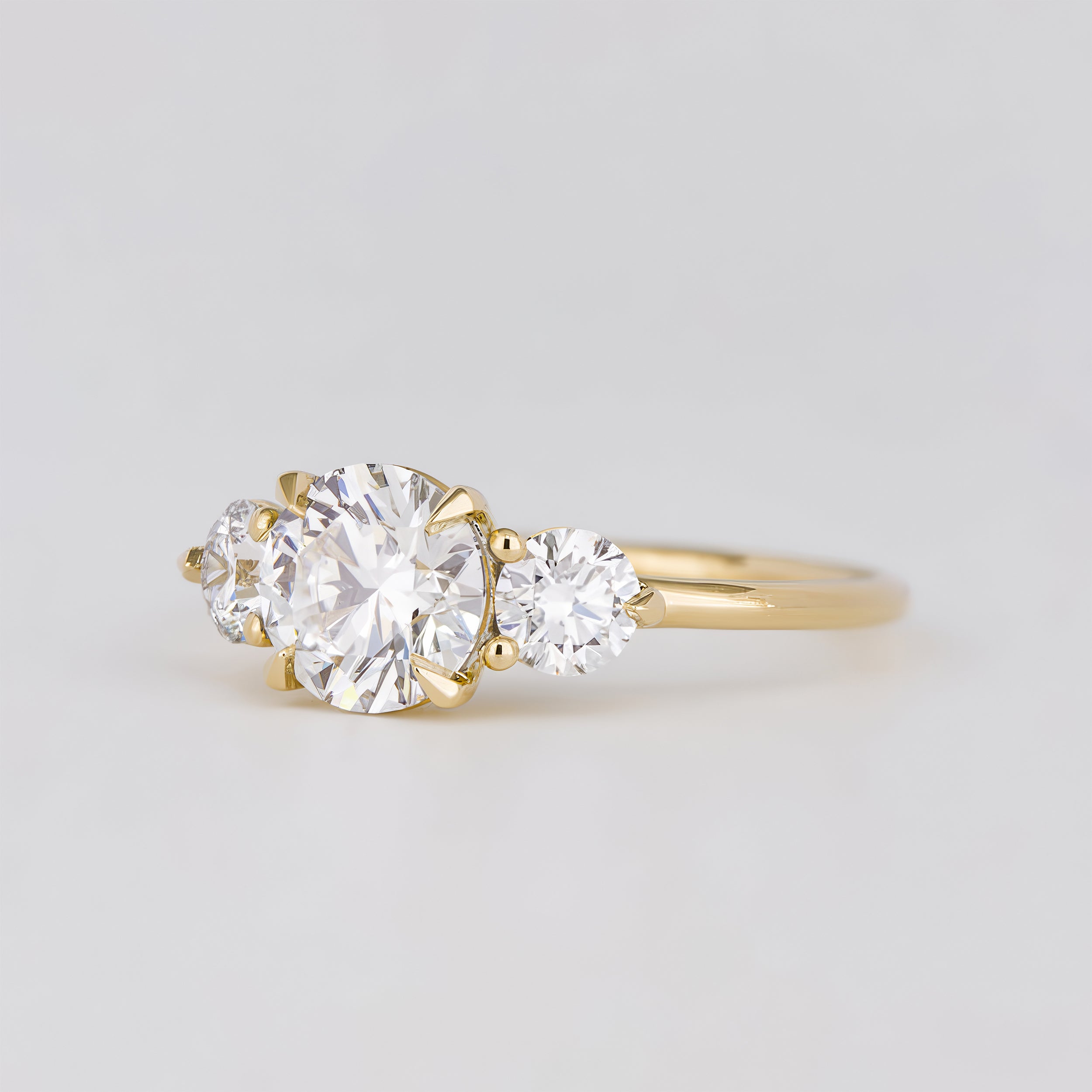 1.21-3.0 CT Round  Lab Grown Diamond Three Stone Engagement ring
