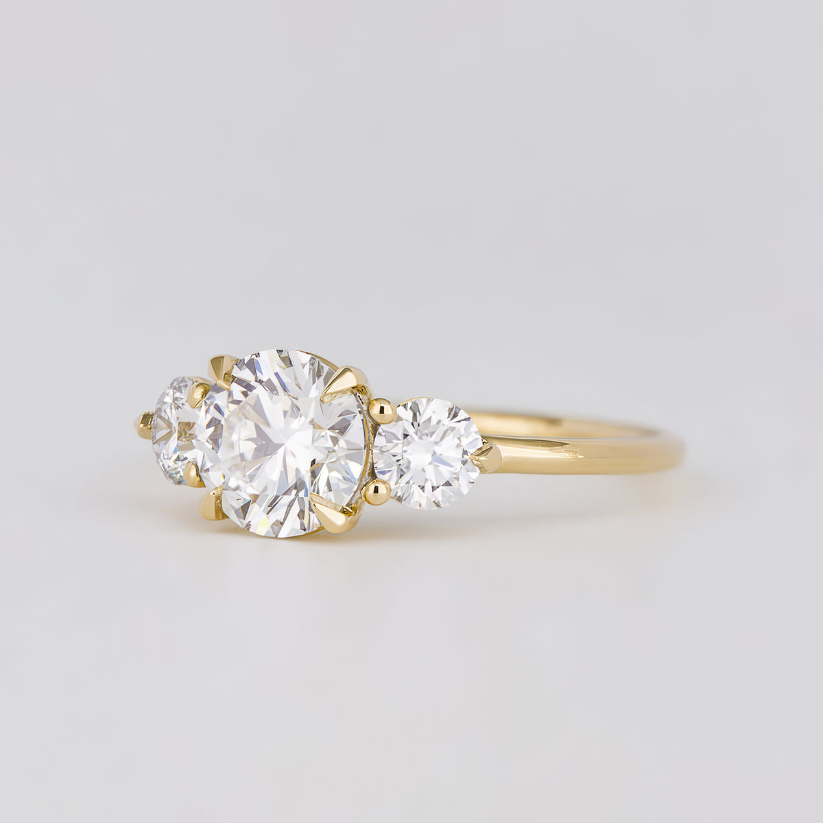 1.21-3.50 CT Round  Lab Grown Diamond Three Stone Engagement ring