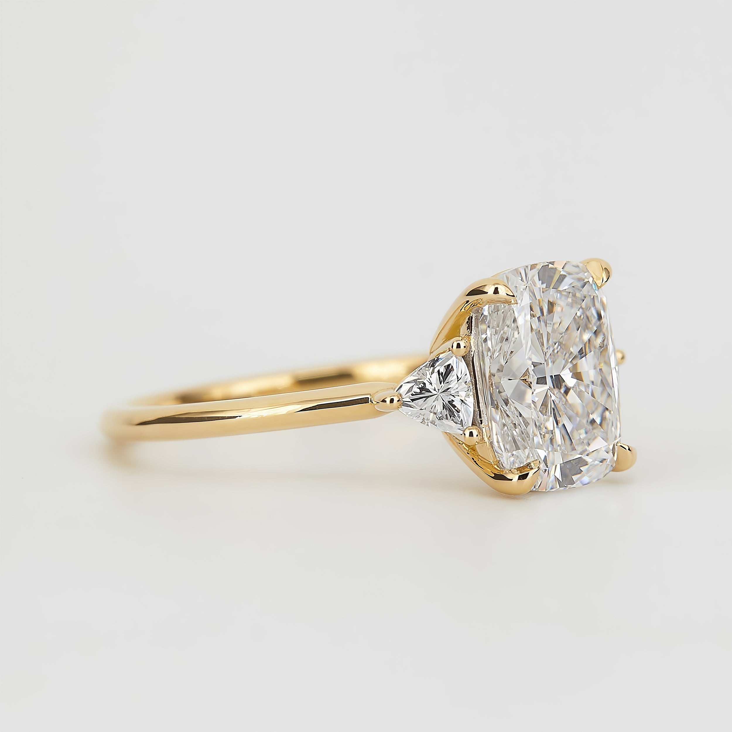 1.50-3.50 CT Elongated Cushion Lab Grown Diamond Three Stone Engagement Ring