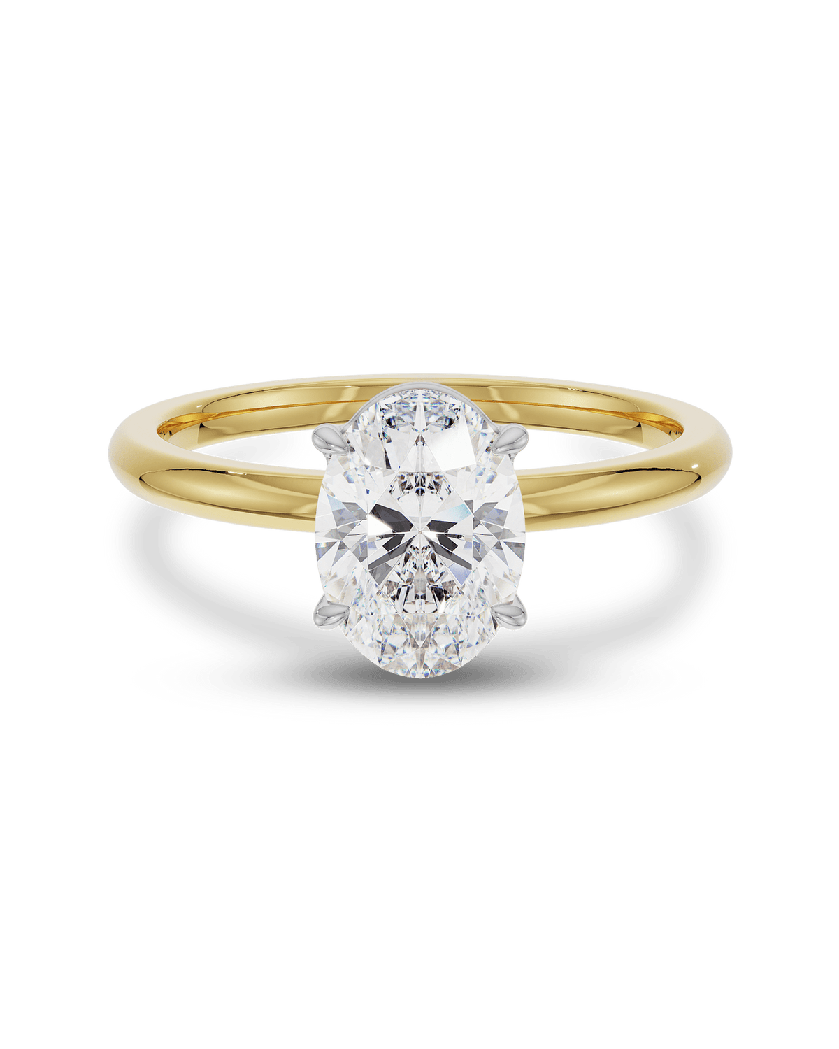 1.5–3.5 CT oval cut lab grown diamond solitaire engagement ring in gold, elongated elegant stone with classic single-stone setting

