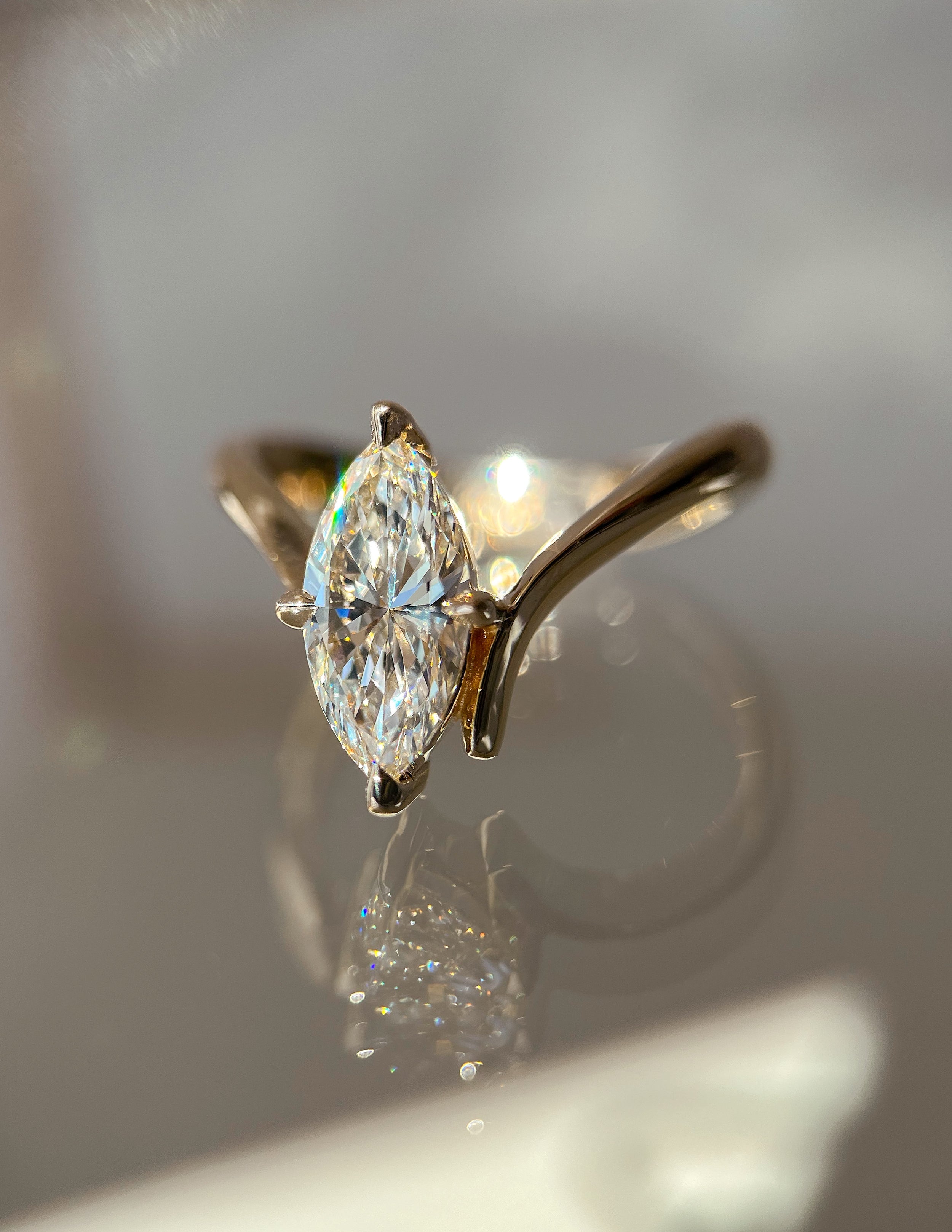 1.25 - 3.0 CT Marquise Shaped Lab Grown Diamond Soliatire Style Engagement Ring