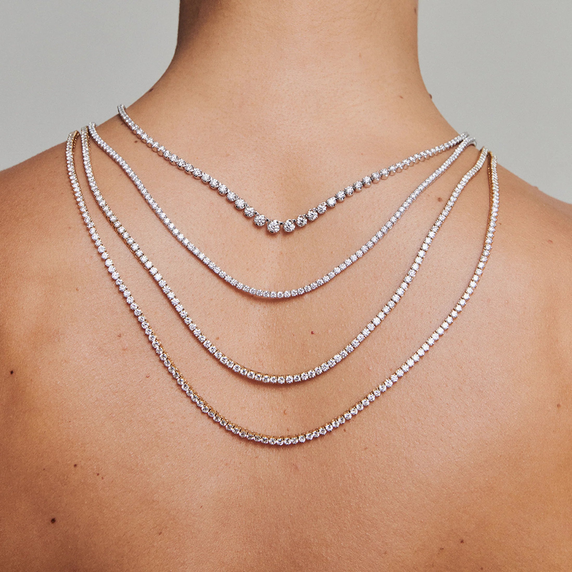 Round Lab Grown Diamond Tennis Necklace