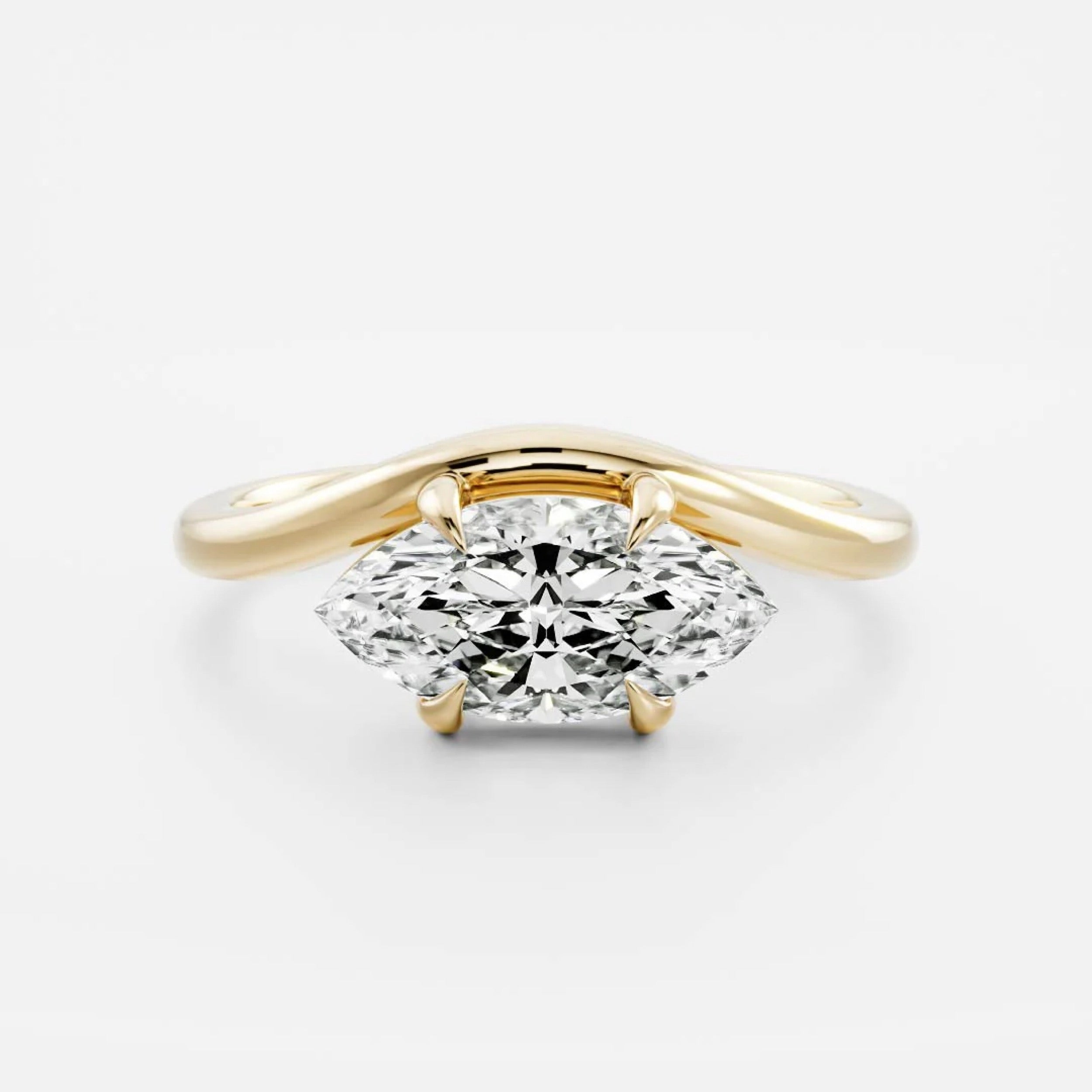 2.0 - 4.0 CT Marquise Lab Grown Diamond Curved Engagement Ring