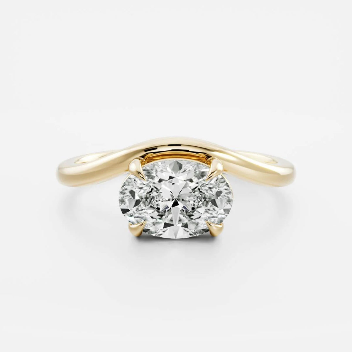 1.0 - 3.0 CT Oval Lab Grown Diamond Curved Engagement Ring