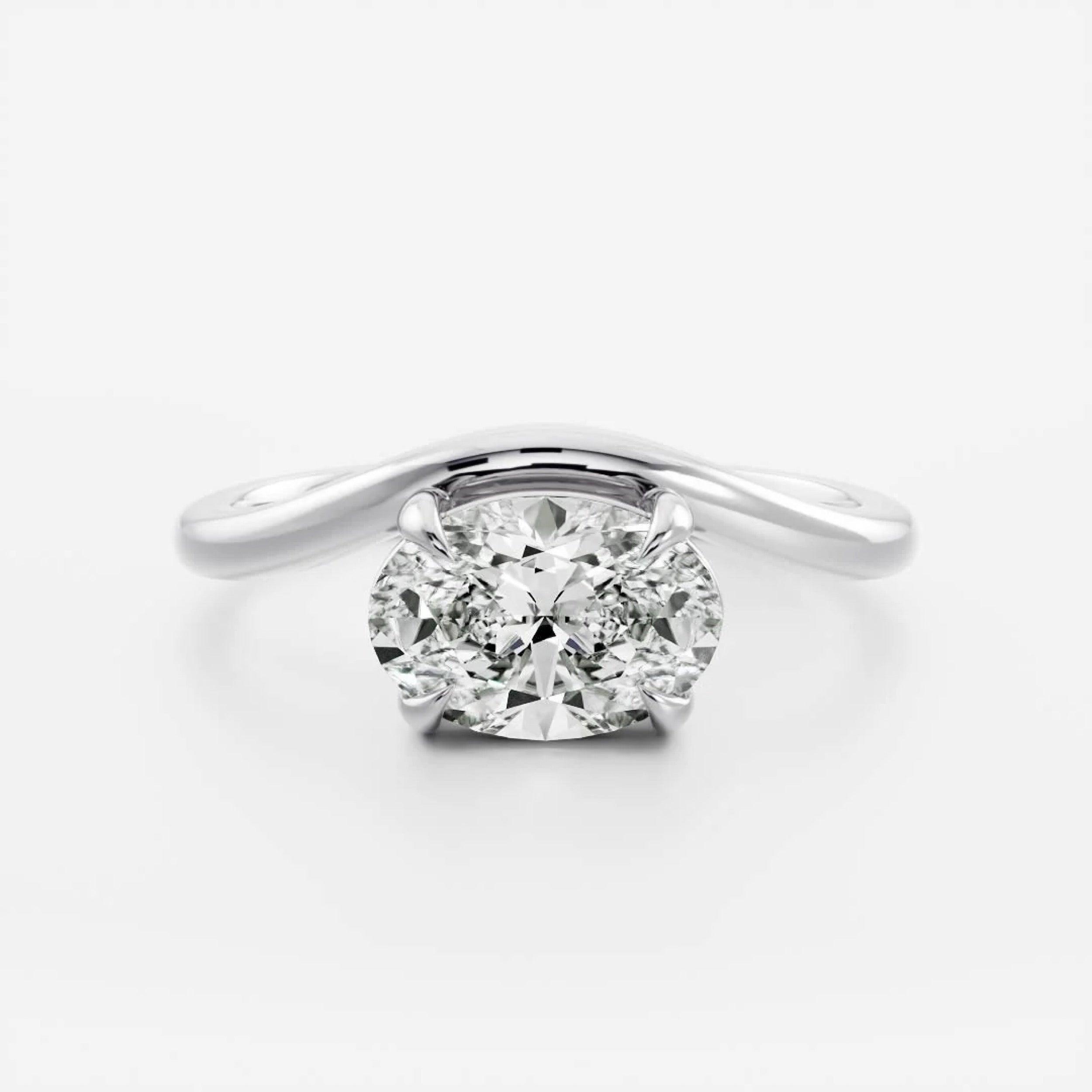 1.5 - 2.5 CT Oval Lab Grown Diamond Curved Engagement Ring