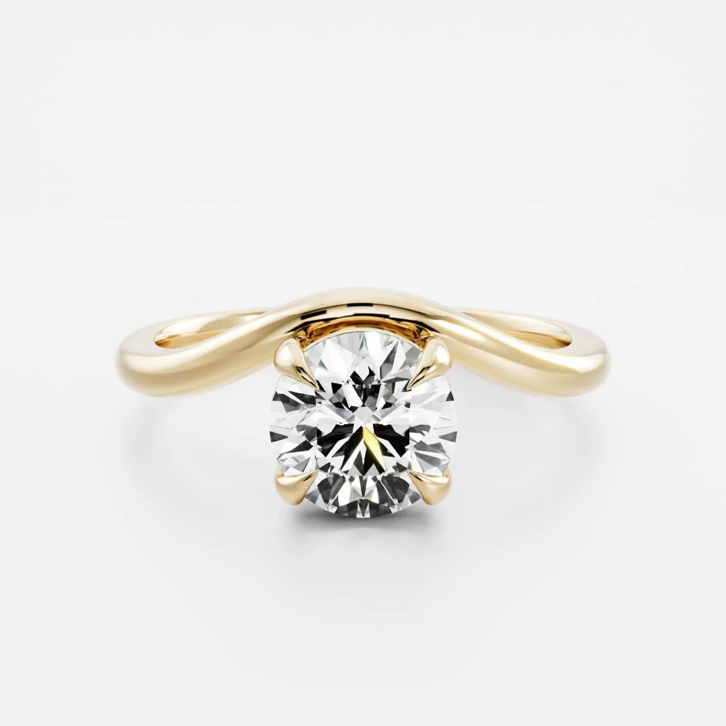 1.0 - 3.0 CT Round Lab Grown Diamond Curved Engagement Ring