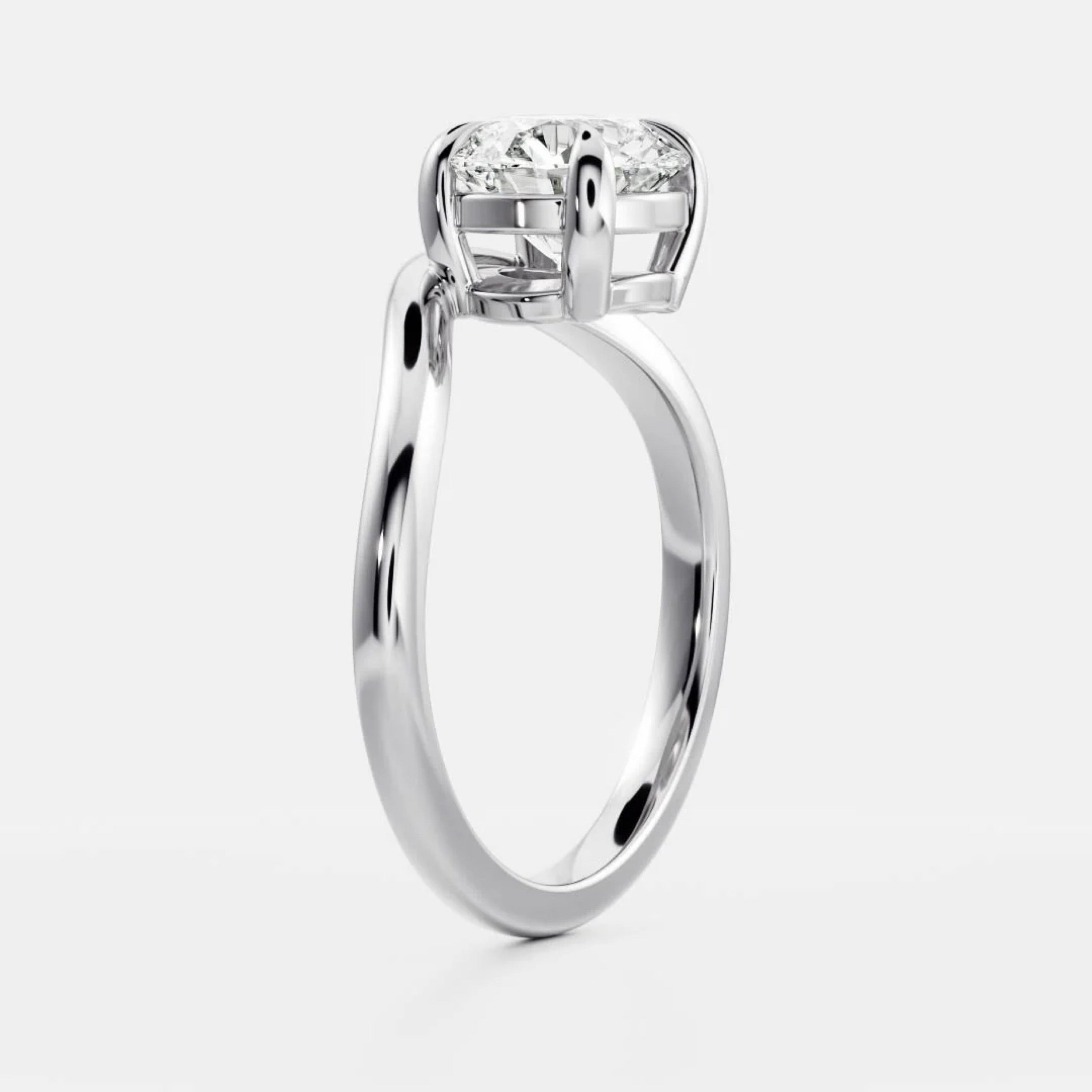 1.0 - 3.0 CT Round Lab Grown Diamond Curved Engagement Ring