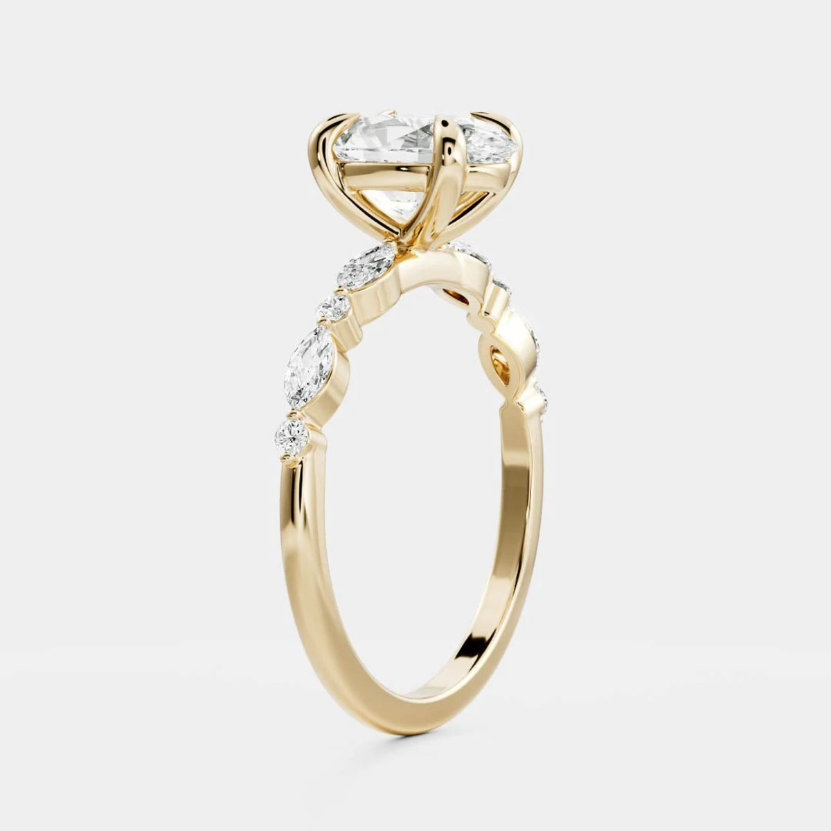 1.0 - 3.0 CT Oval Lab Grown Diamond Pave Engagement Ring