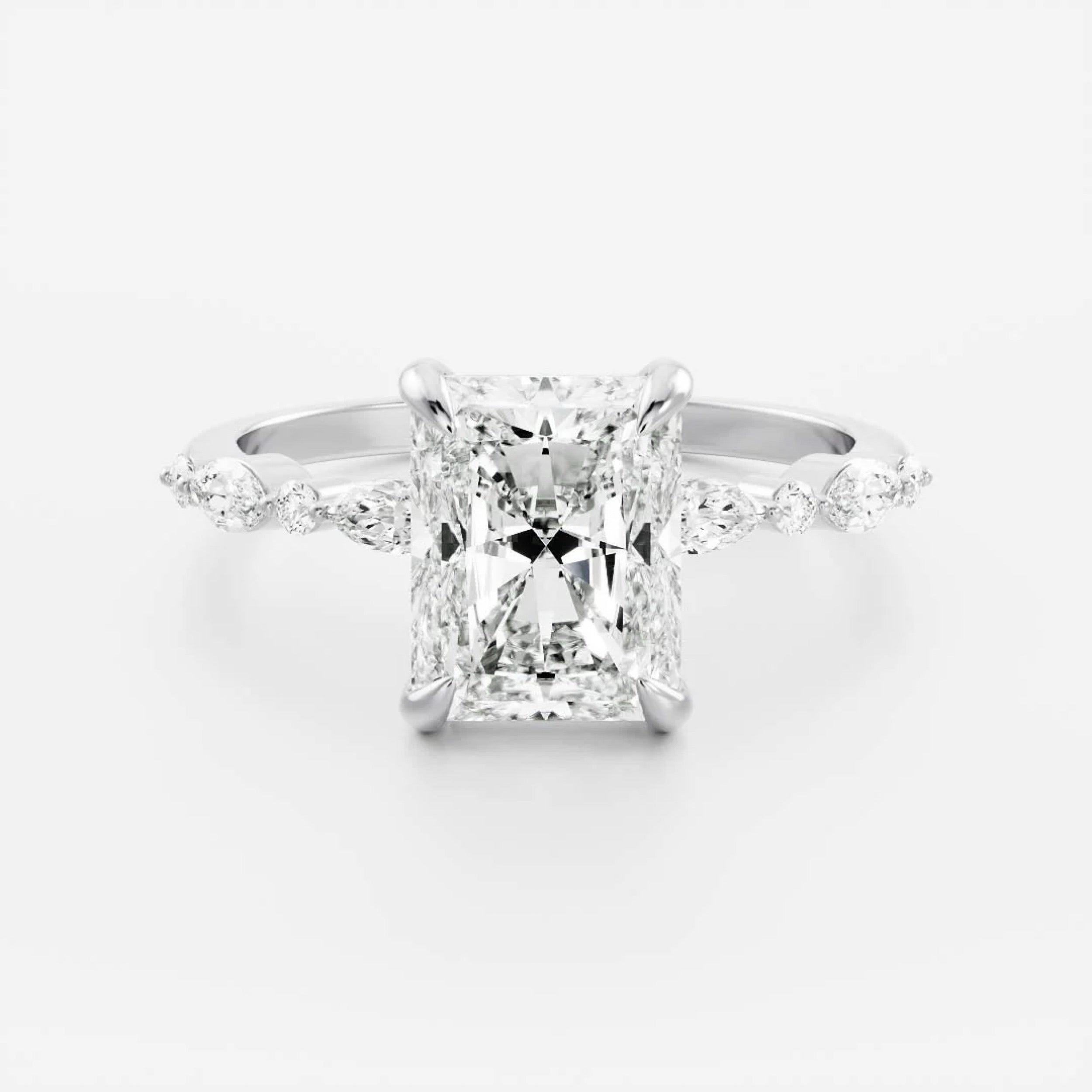 2.0 - 4.0 CT Radiant Lab Grown Diamond Solitaire Engagement Ring