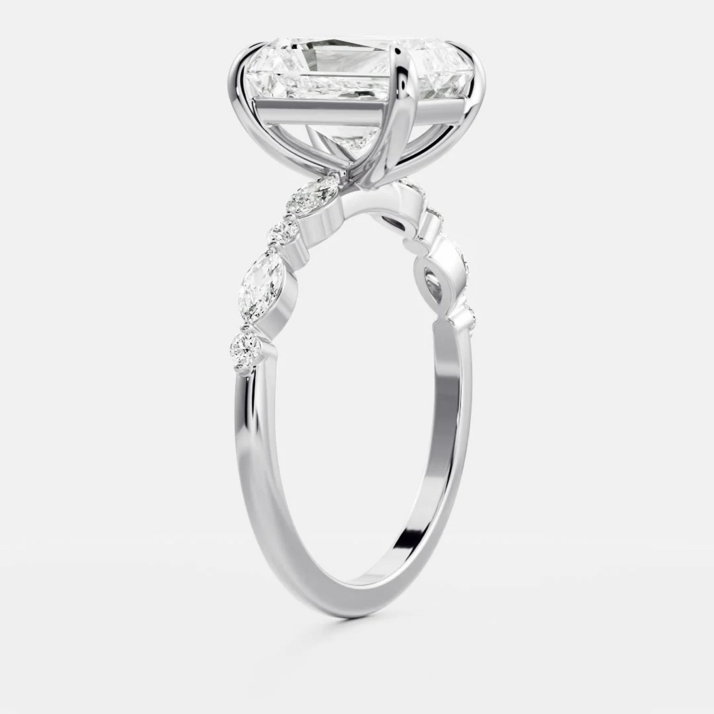 2.0 - 4.0 CT Radiant Lab Grown Diamond Solitaire Engagement Ring