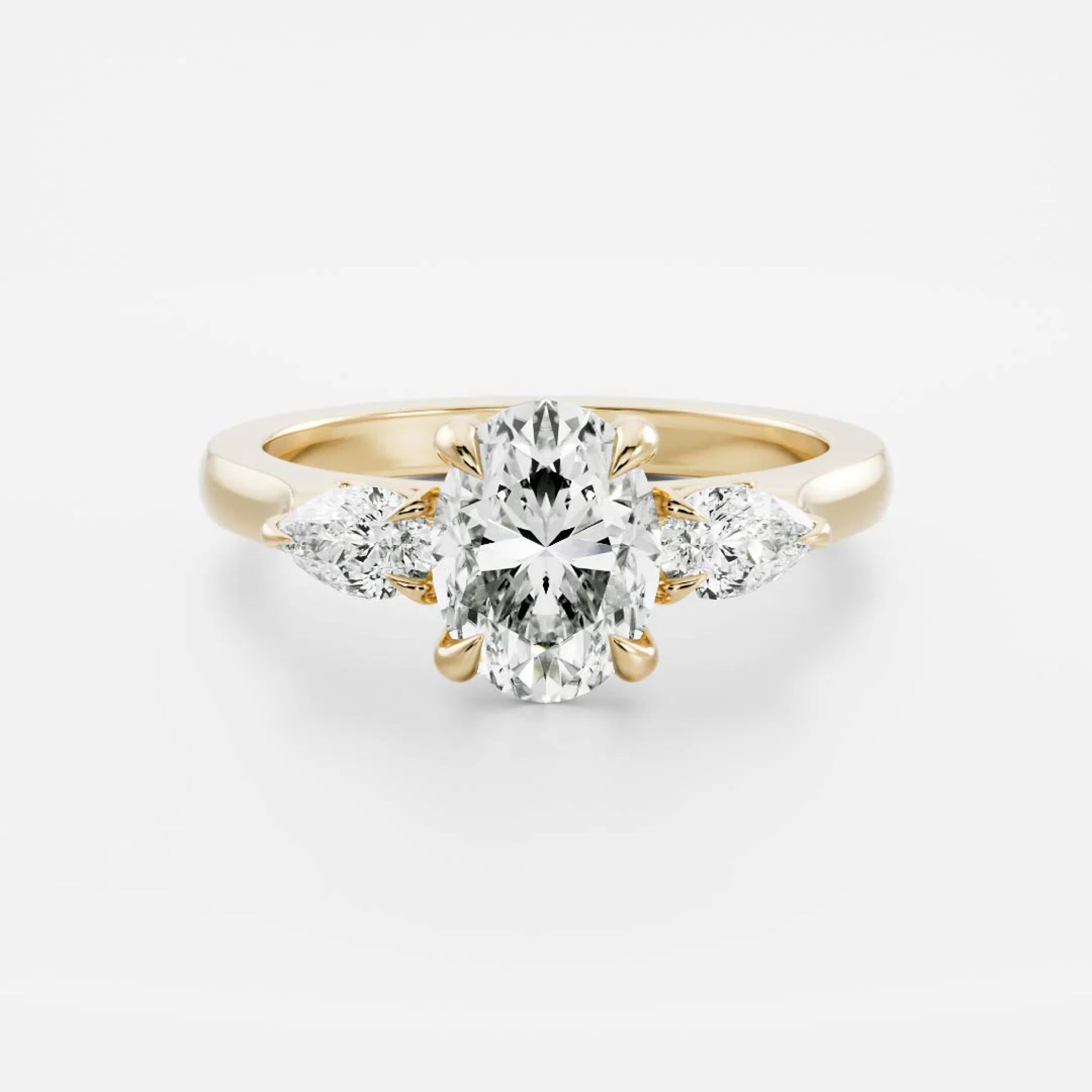 1.5 - 2.5 CT Oval Lab Grown Diamond Trilogy Engagement Ring