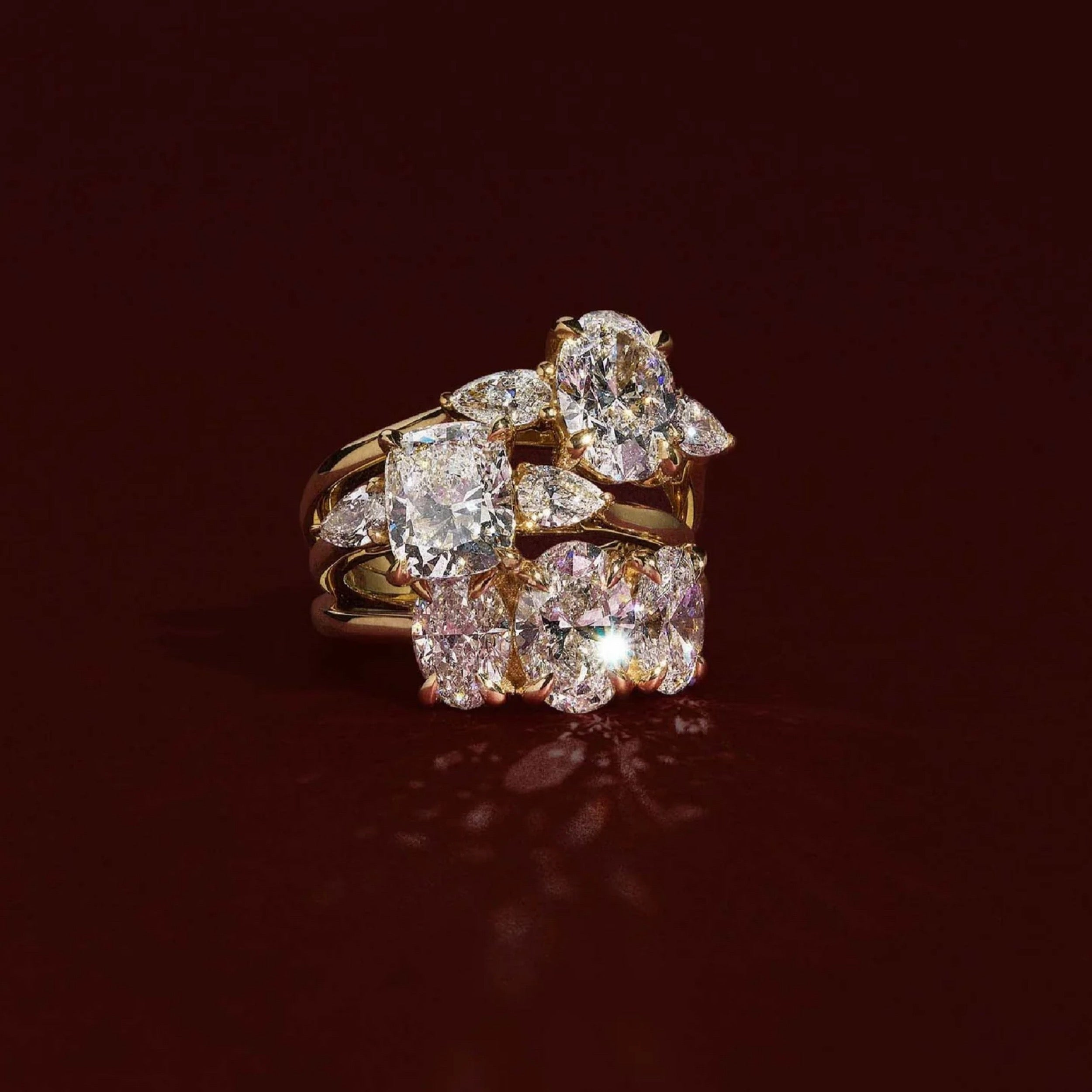 1.5 - 2.5 CT Oval Lab Grown Diamond Trilogy Engagement Ring