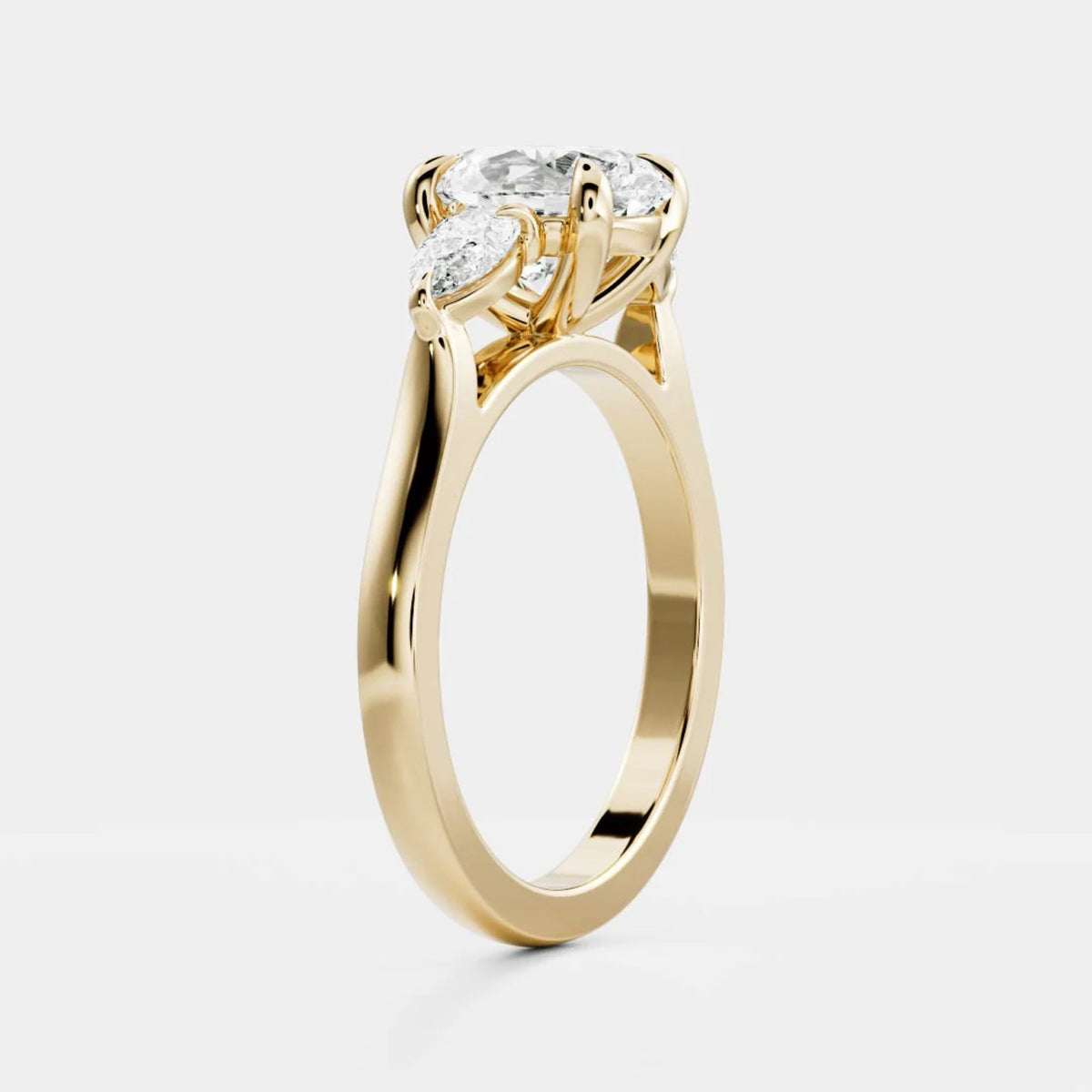 1.0 - 2.5 CT Oval Lab Grown Diamond Trilogy Engagement Ring