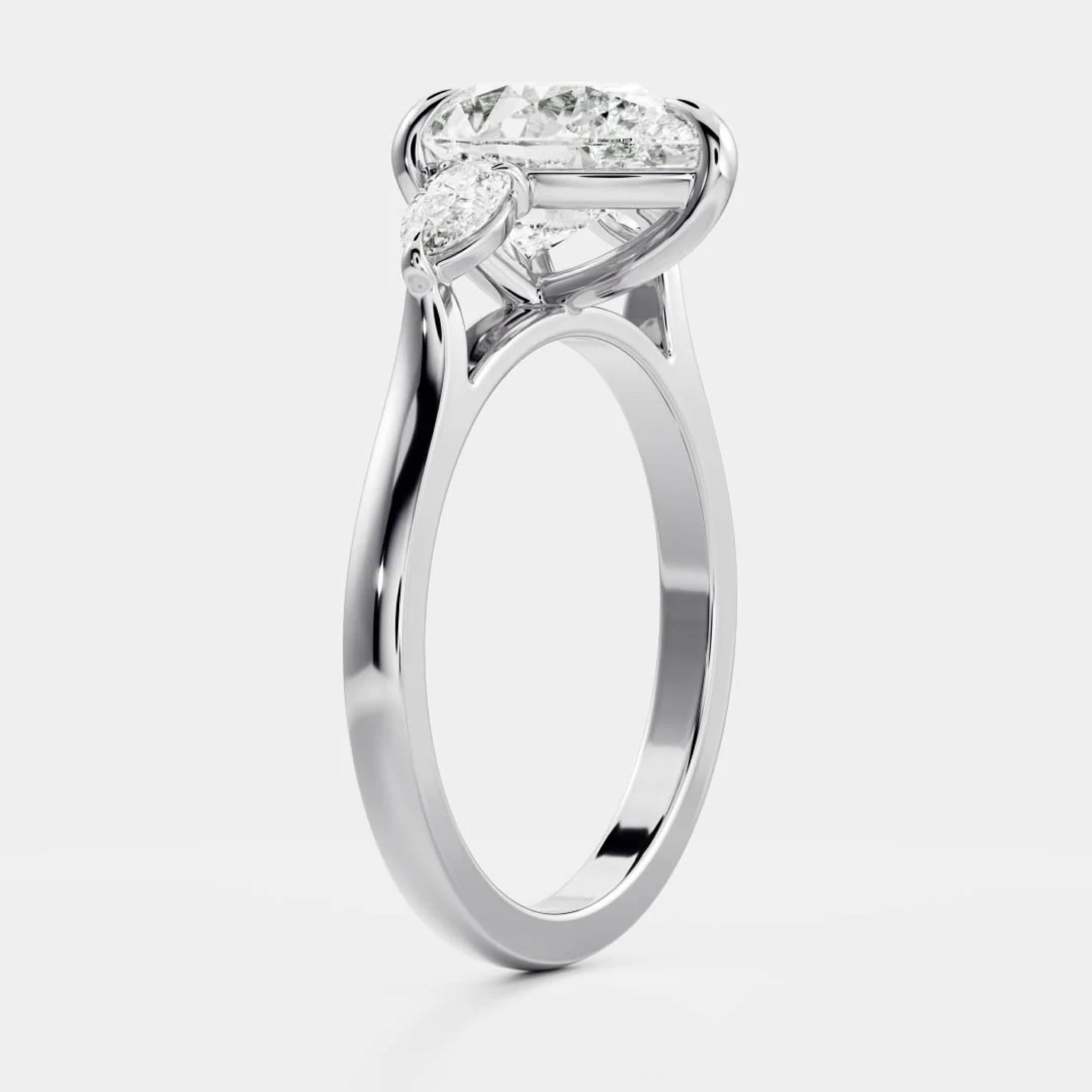 2.0 - 4.0 CT Pear Lab Grown Diamond Trilogy Engagement Ring