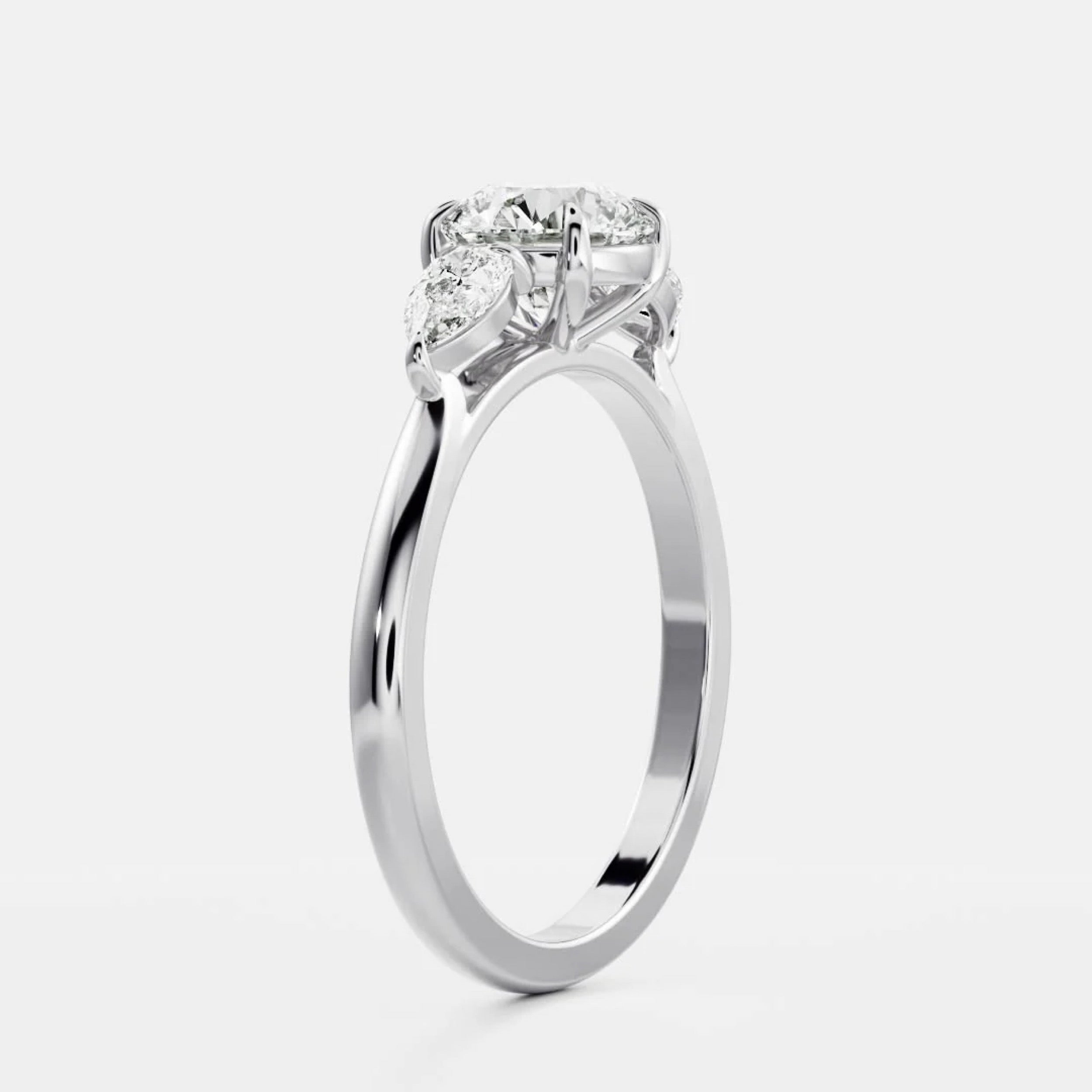 0.5 - 1.5 CT Round Lab Grown Diamond Trilogy Engagement Ring