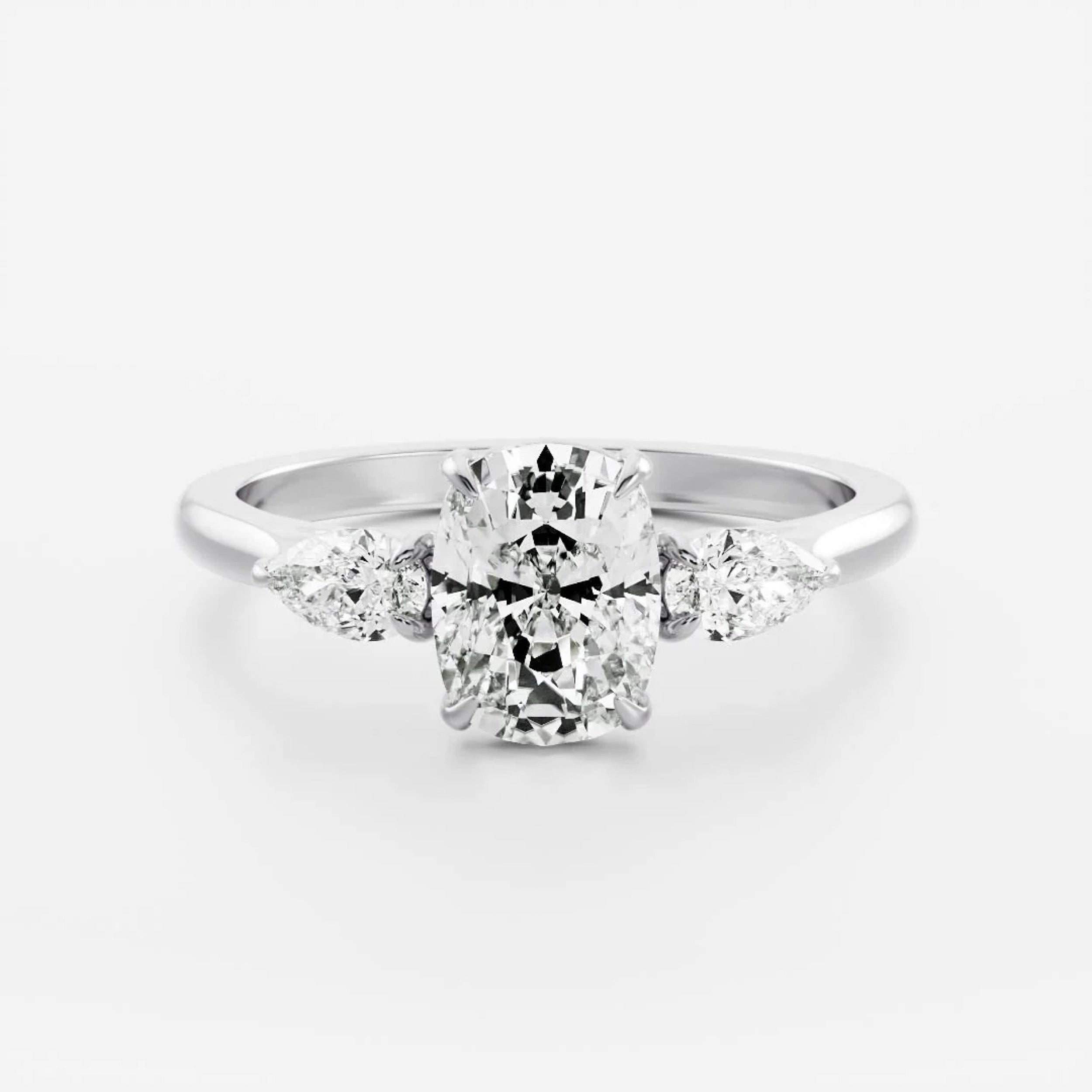 2.5 - 3.5 CT Cushion Lab Grown Diamond Trilogy Engagement Ring