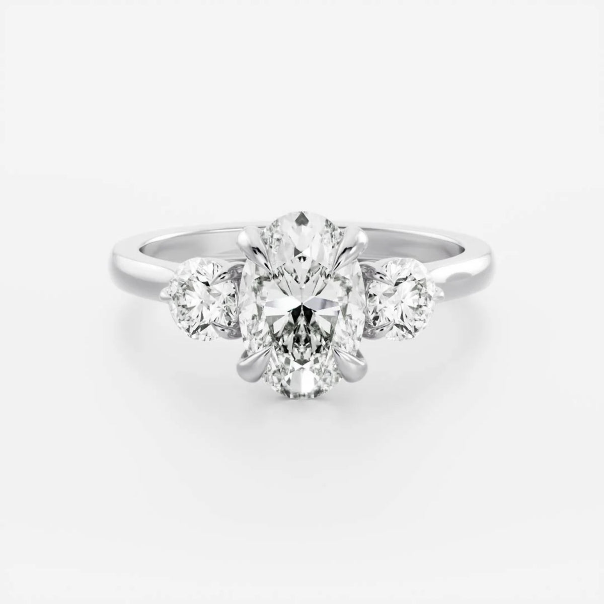 1.0- 4.0 CT Oval Lab Grown Diamond Trilogy Engagement Ring