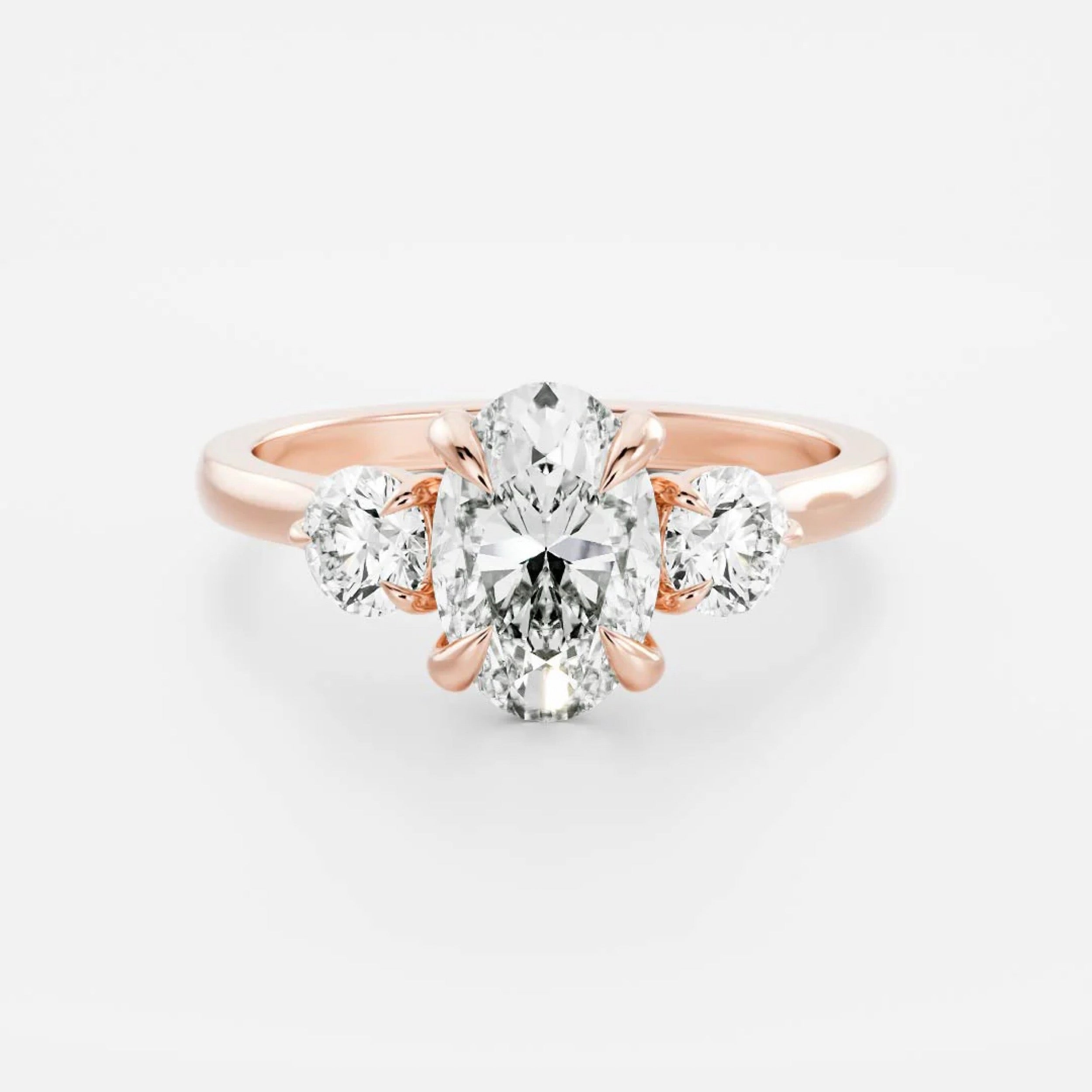 2.0 - 4.0 CT Oval Lab Grown Diamond Trilogy Engagement Ring