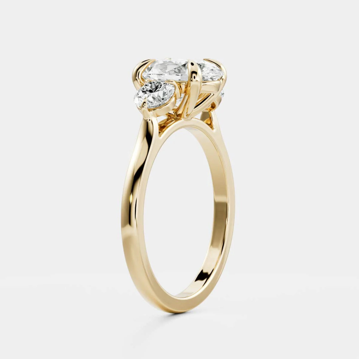 1.0- 4.0 CT Oval Lab Grown Diamond Trilogy Engagement Ring