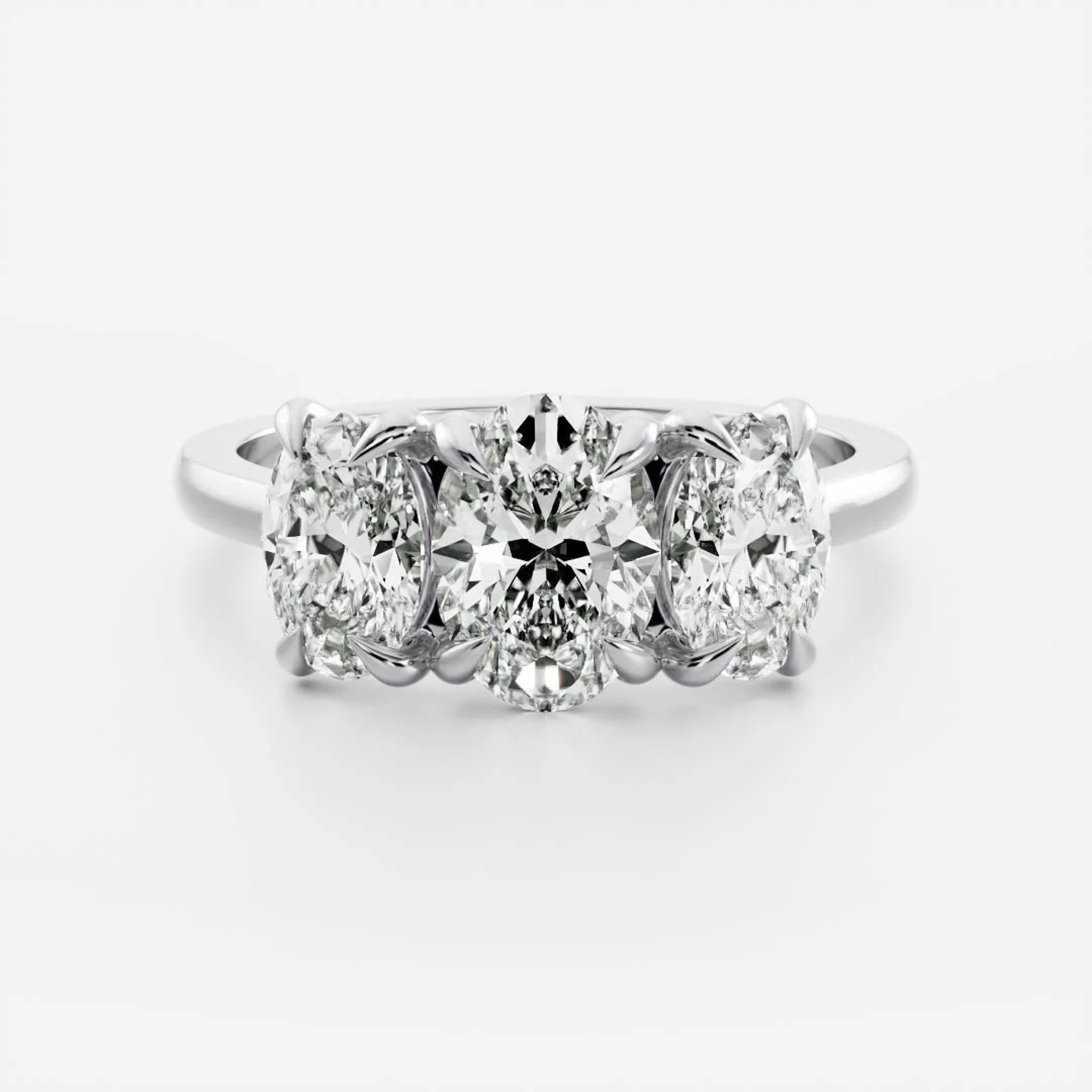 1.5 - 2.5 CT Oval Lab Grown Diamond Trilogy Engagement Ring