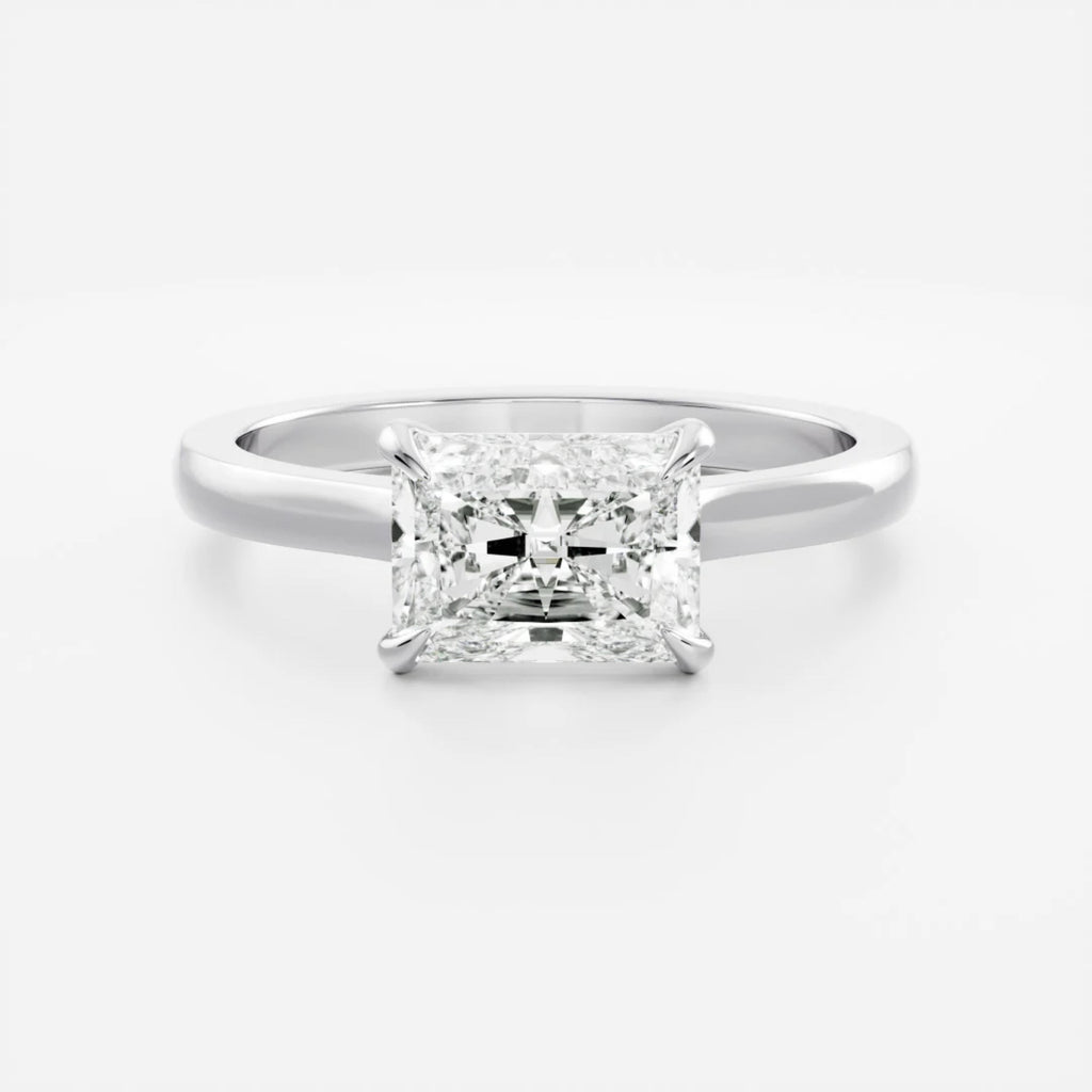 1.0 - 4.0 CT East West Radiant Lab Grown Diamond Solitaire Engagement Ring