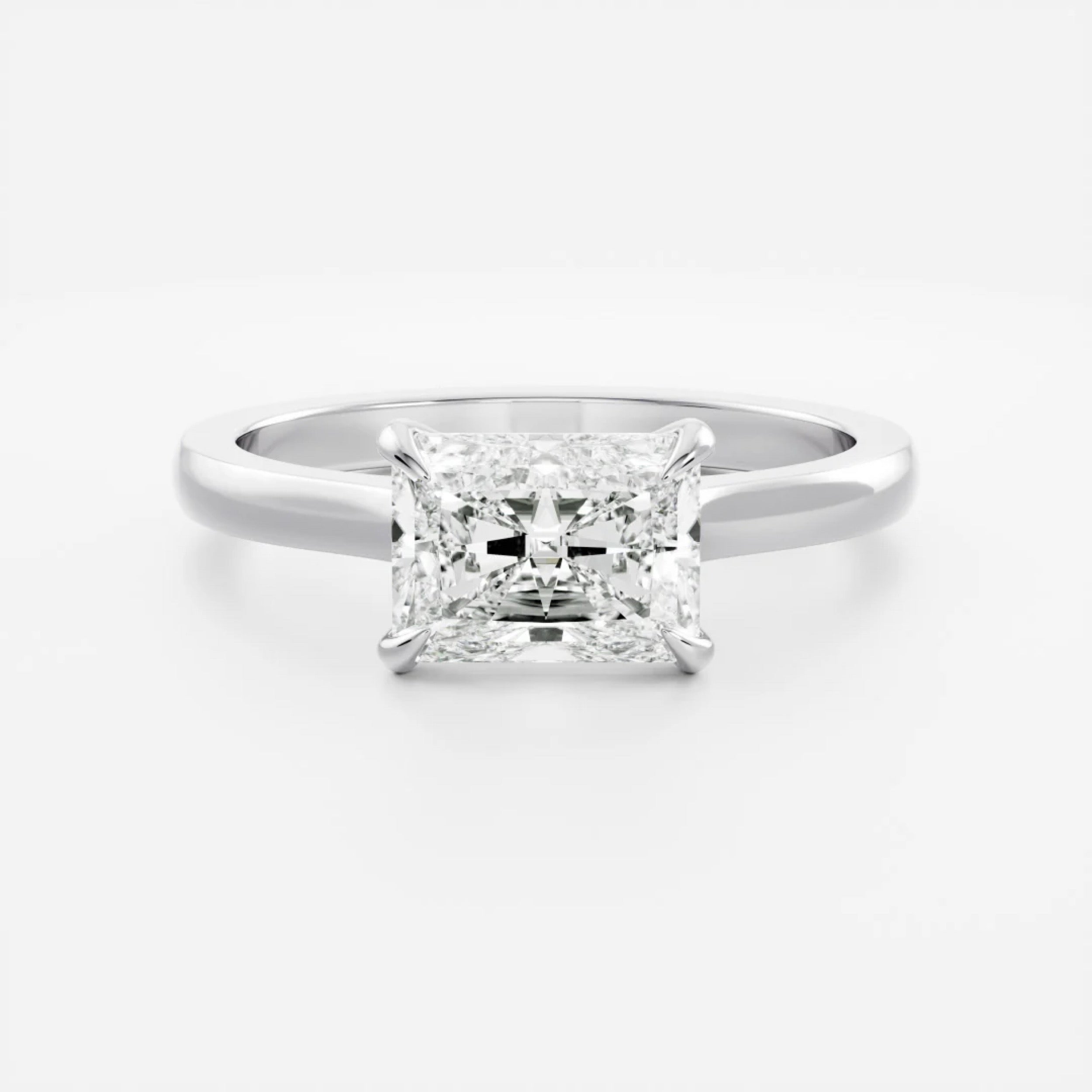 2.0 - 4.0 CT East West Radiant Lab Grown Diamond Solitaire Engagement Ring