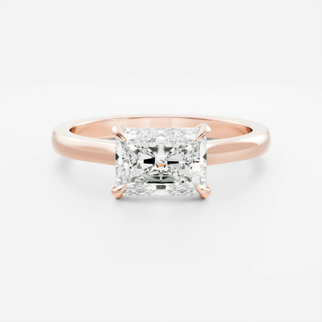1.0 - 4.0 CT East West Radiant Lab Grown Diamond Solitaire Engagement Ring