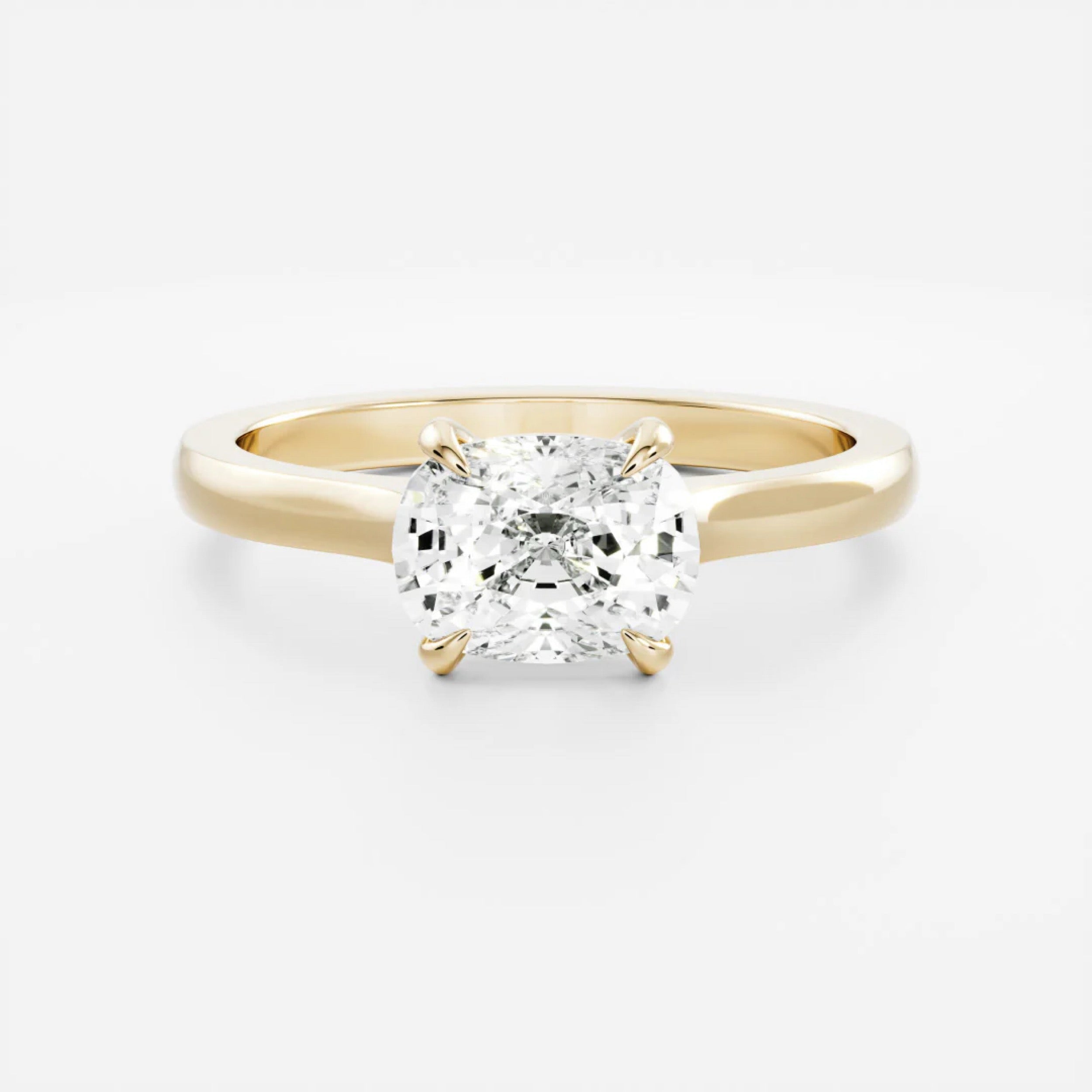 1.5 - 2.5 CT East West Cushion Lab Grown Diamond Solitaire Engagement Ring