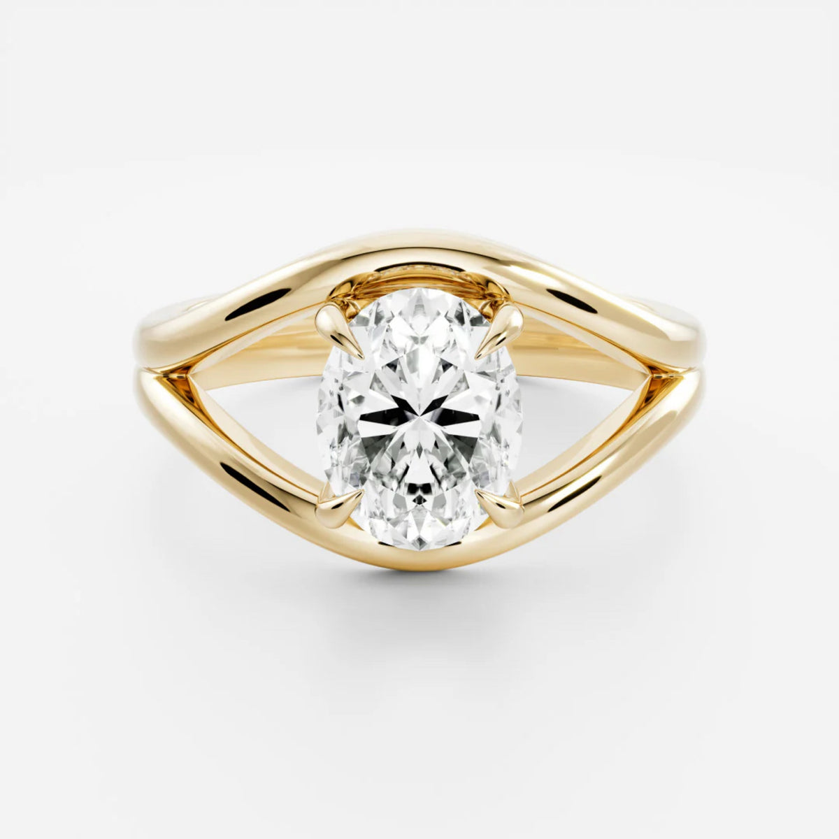 1.0- 4.0 CT Oval Lab Grown Diamond Split Shank Engagement Ring