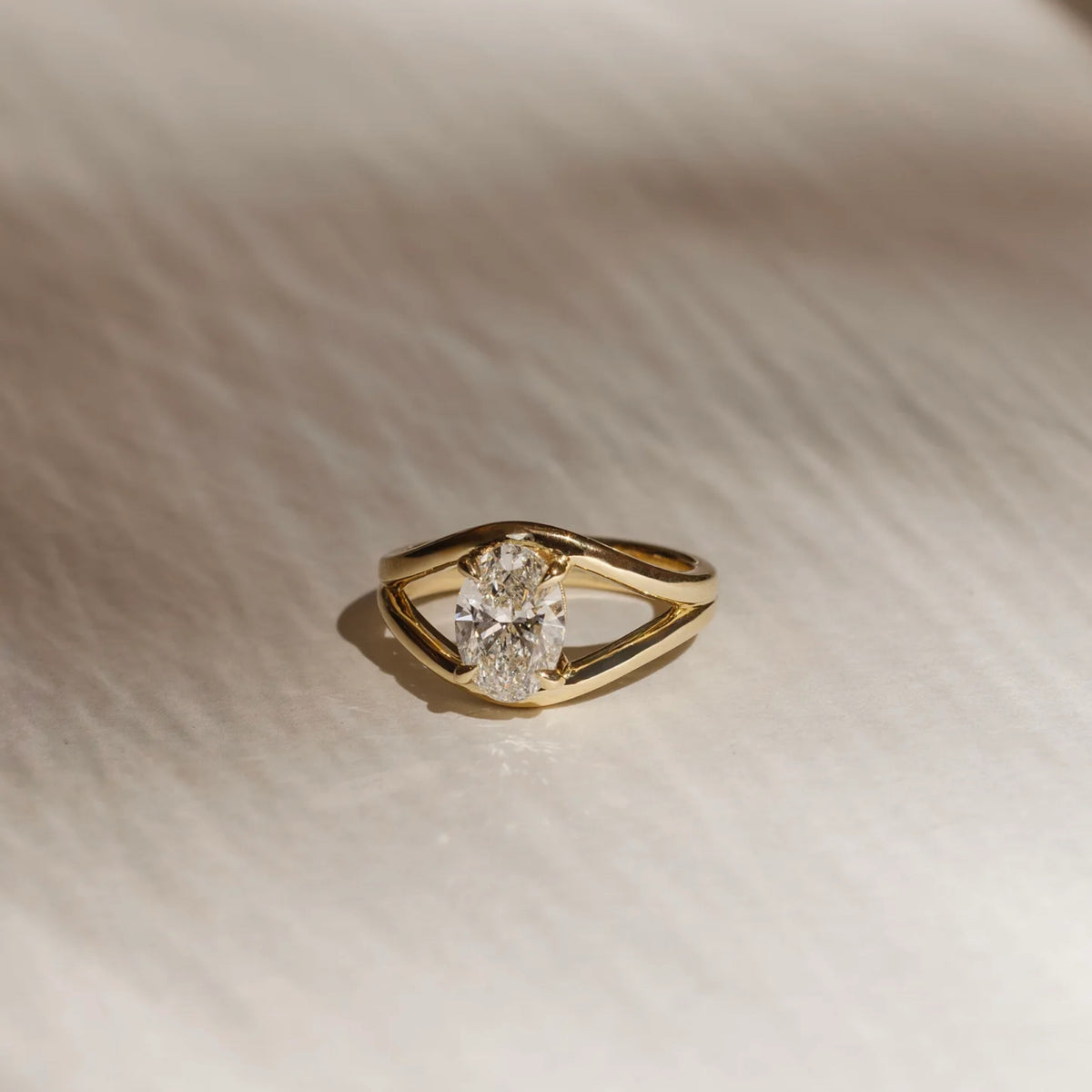 1.0- 4.0 CT Oval Lab Grown Diamond Split Shank Engagement Ring