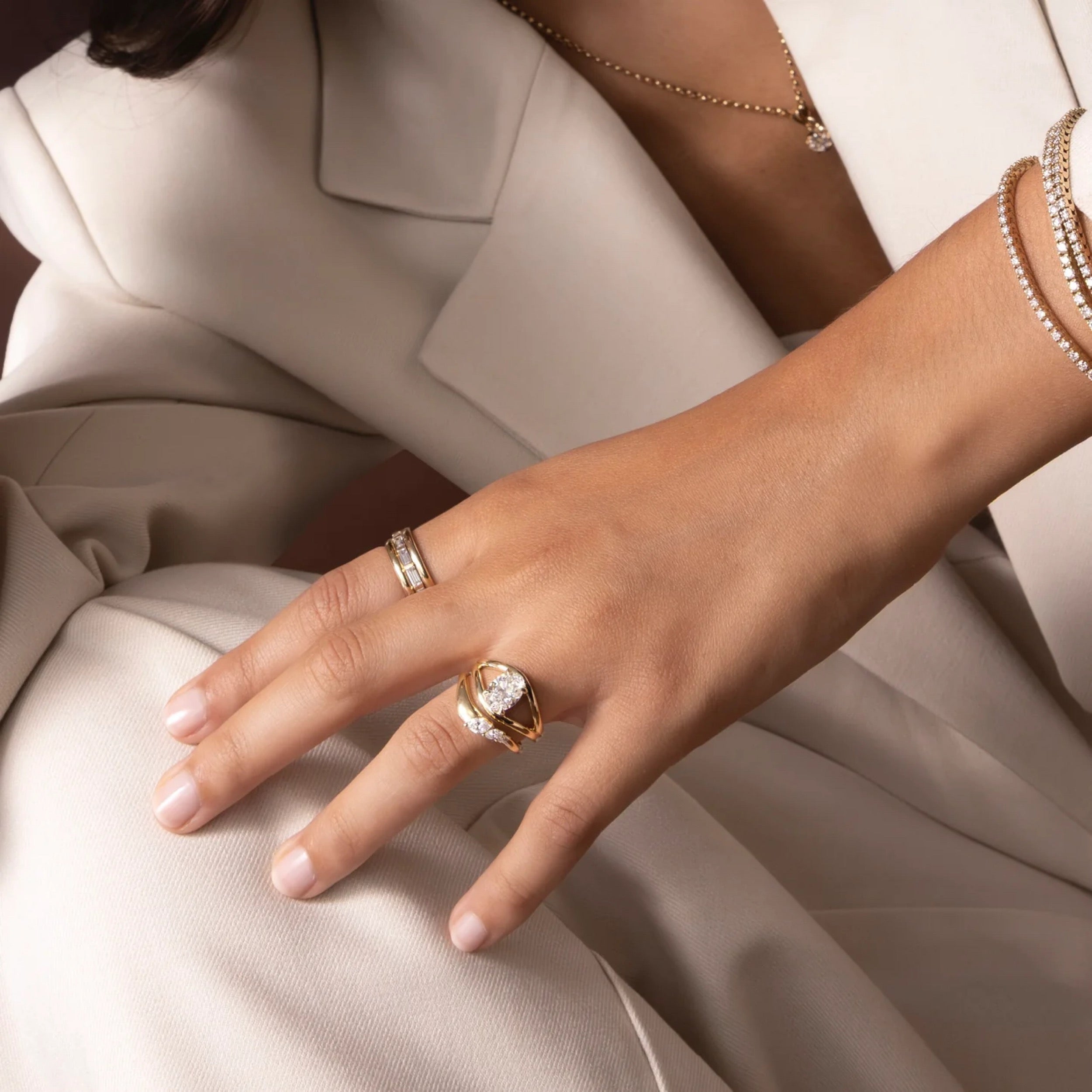 2.0 - 4.0 CT Oval Lab Grown Diamond Split Shank Engagement Ring