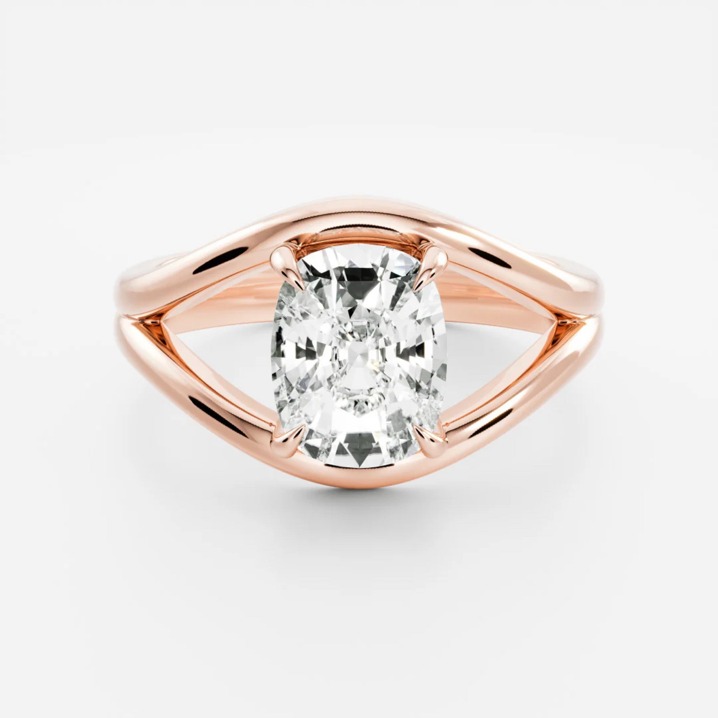 2.5 - 3.5 CT Elongated Cushion Lab Grown Diamond Split Shank Engagement Ring