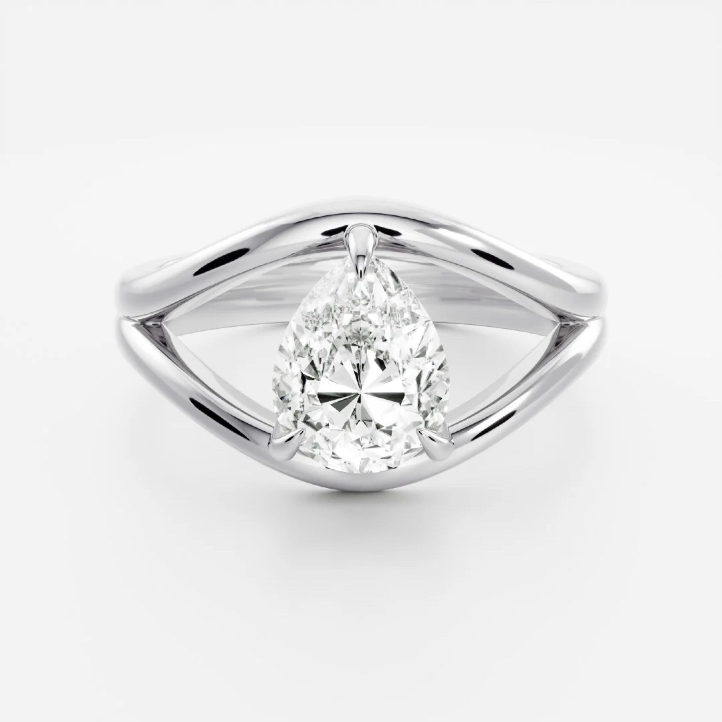 1.5 - 2.5 CT Pear Lab Grown Diamond Split Shank Engagement Ring