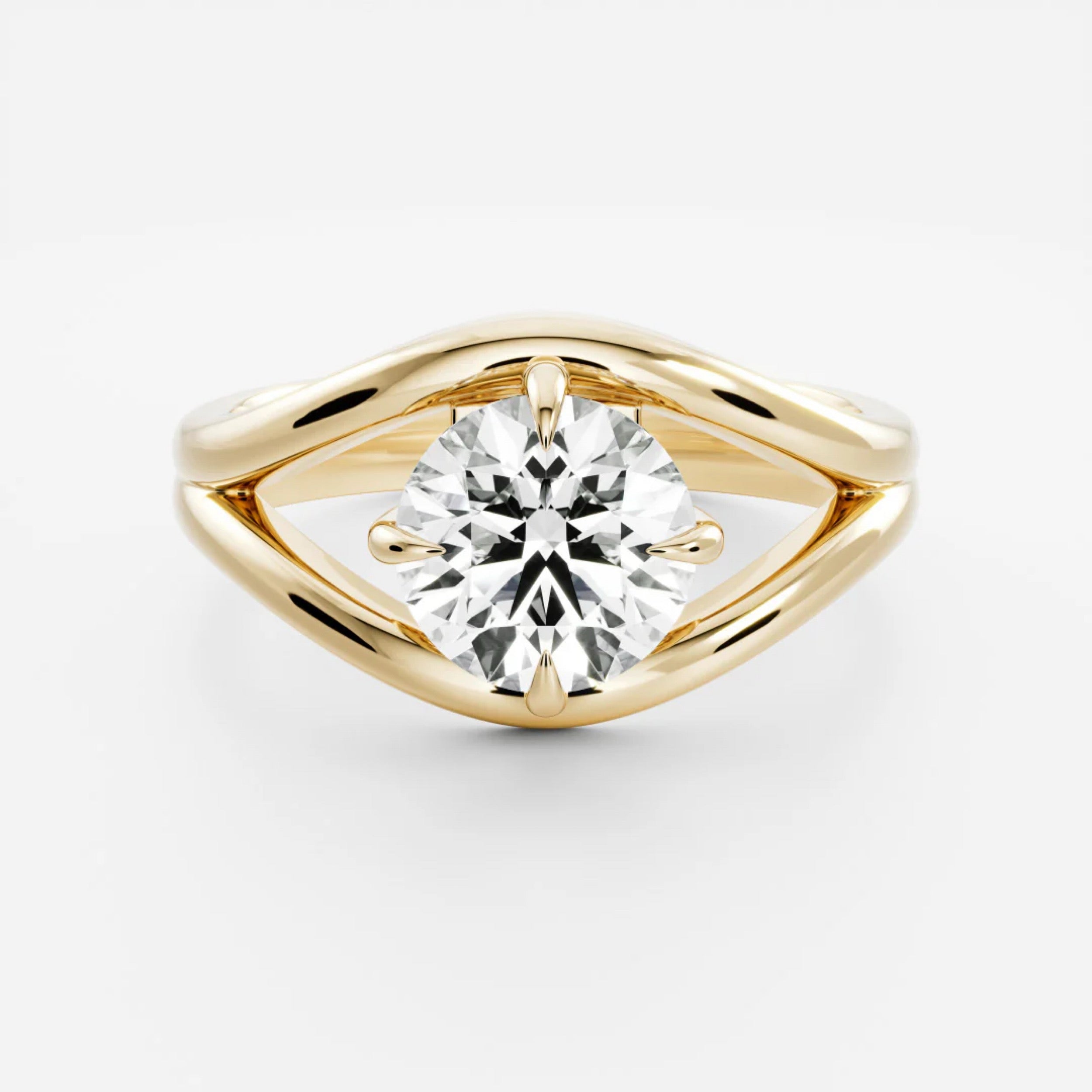 1.0 - 3.0 CT Round Lab Grown Diamond Split Shank Engagement Ring