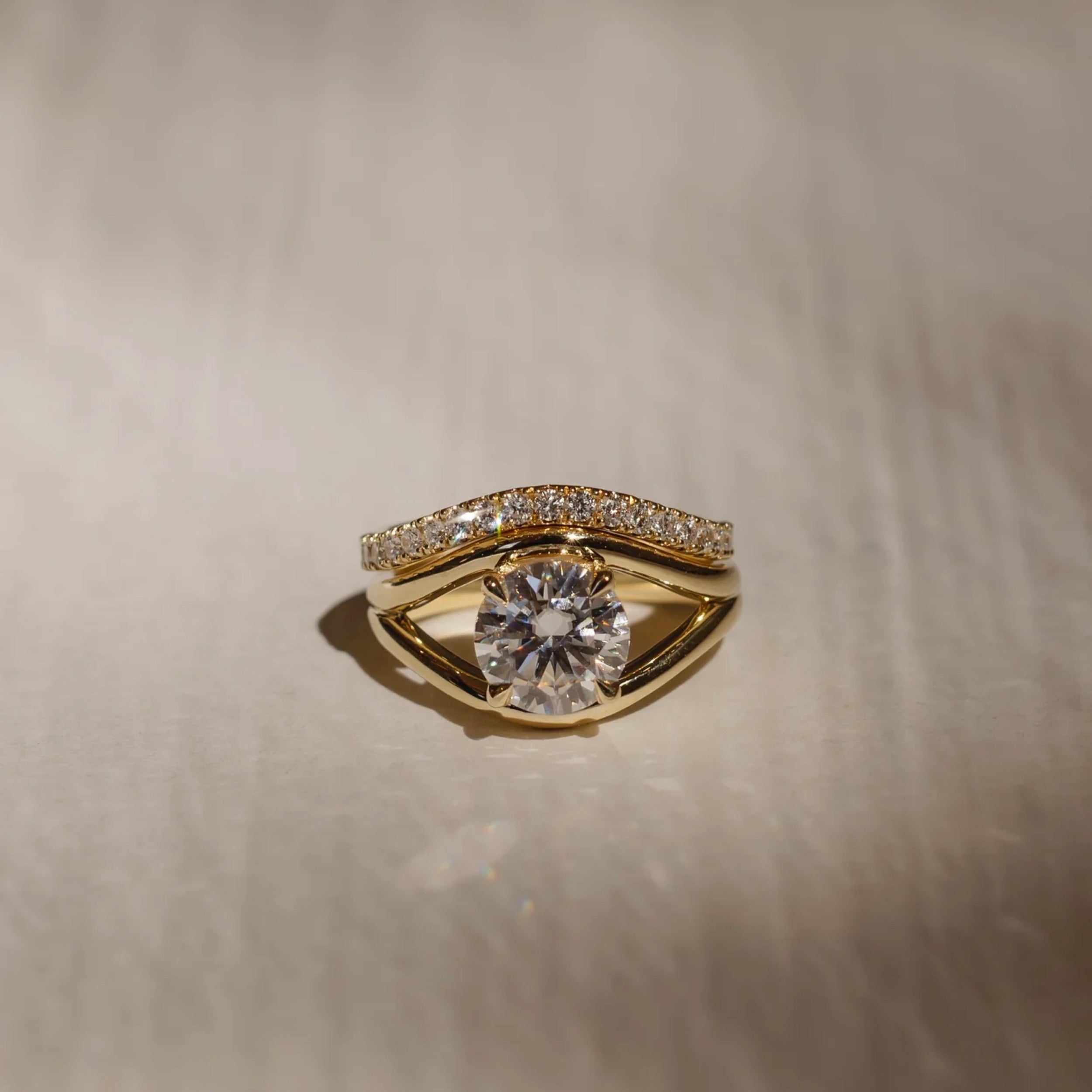 1.0 - 3.0 CT Round Lab Grown Diamond Split Shank Engagement Ring